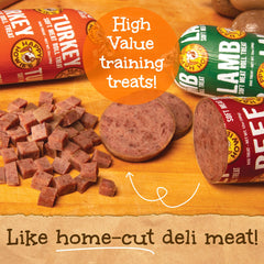 Happy Howie's Rouleau de Viande Douce pour chien, tranche, portions faciles pour des récompenses.