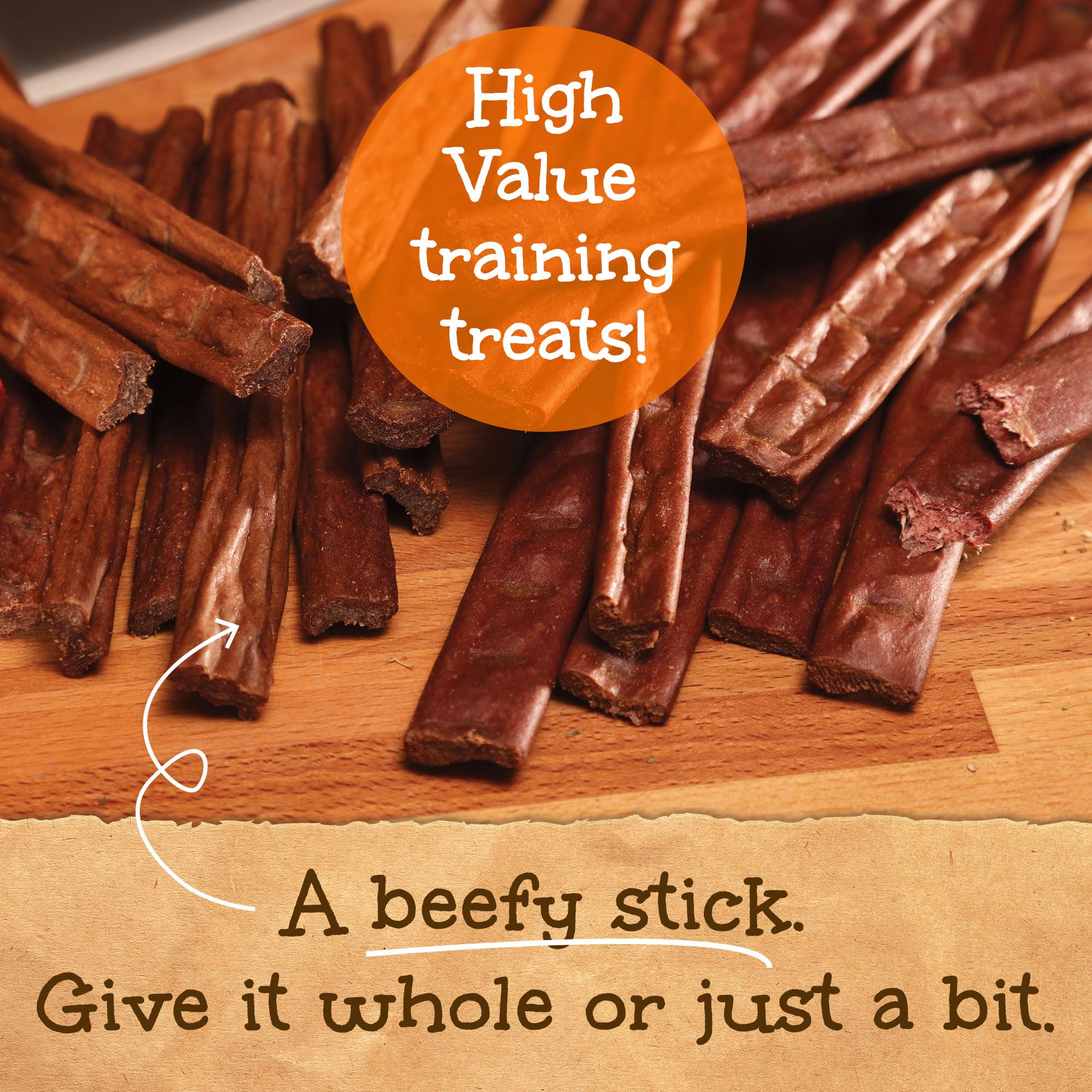 Woof Stix Happy Howie's ingrédients naturels — friandise saine pour chien actif.
