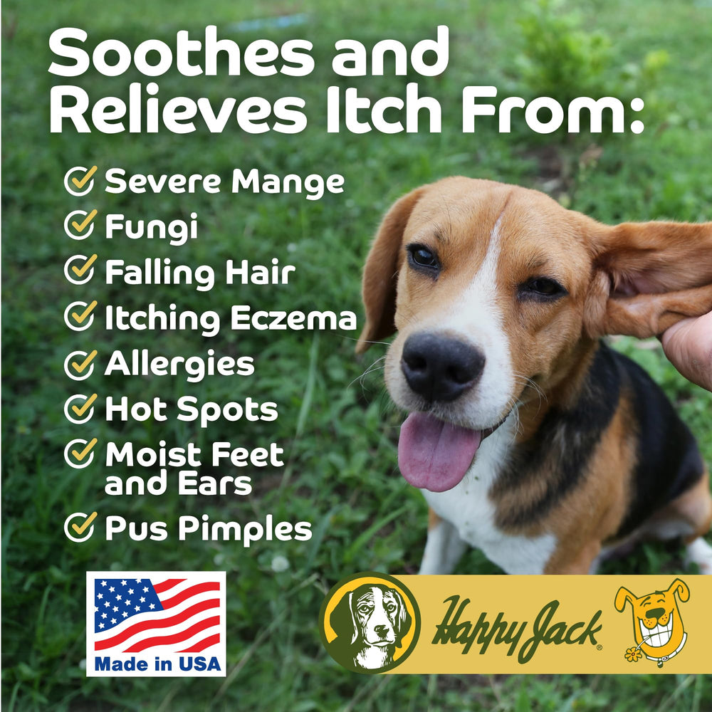 Application sur la peau avec Happy Jack Dermacide, soulage démangeaisons locales.