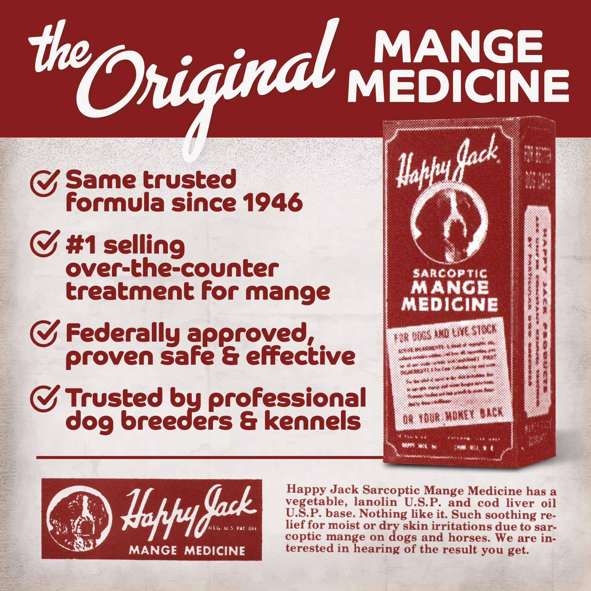 Happy Jack Mange: flacon durable pour soins externes à la maison.