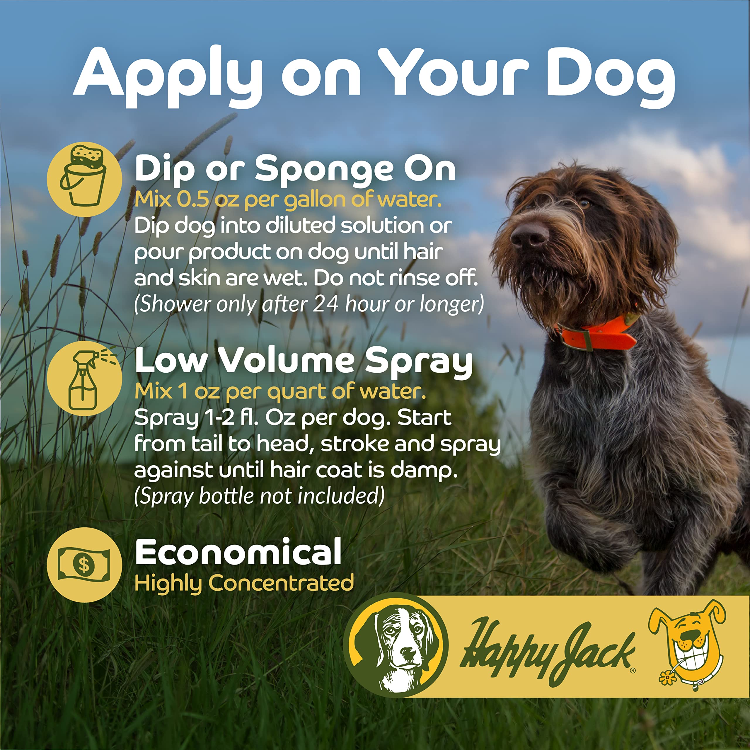 HAPPY JACK Kennel Dip, application éponge sur le pelage.