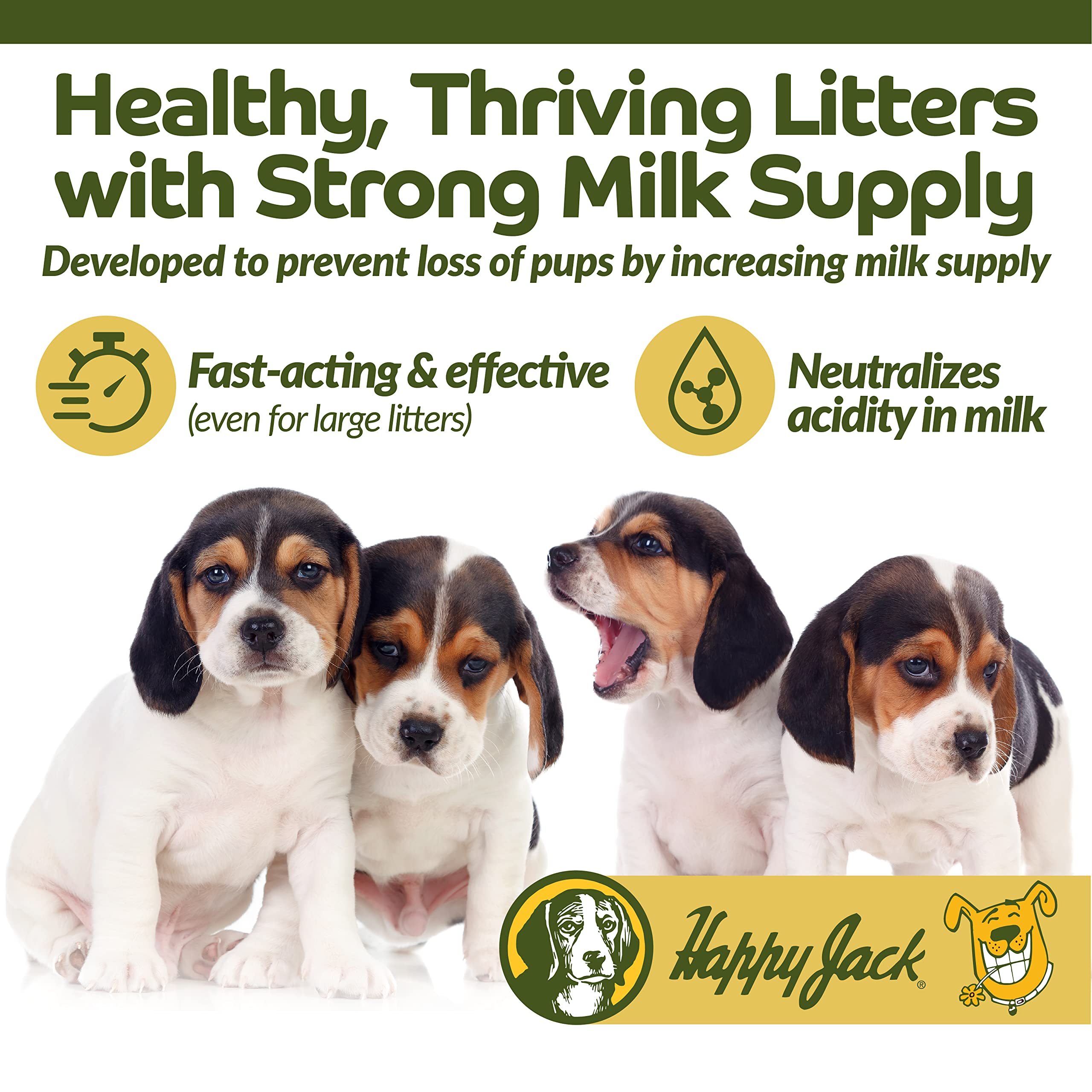 HAPPY JACK Milkade facilite l'alimentation post-partum des chiots et de la mère.
