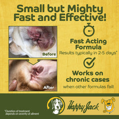 Oreille de chien traitée avec HAPPY JACK lors d'une infection.