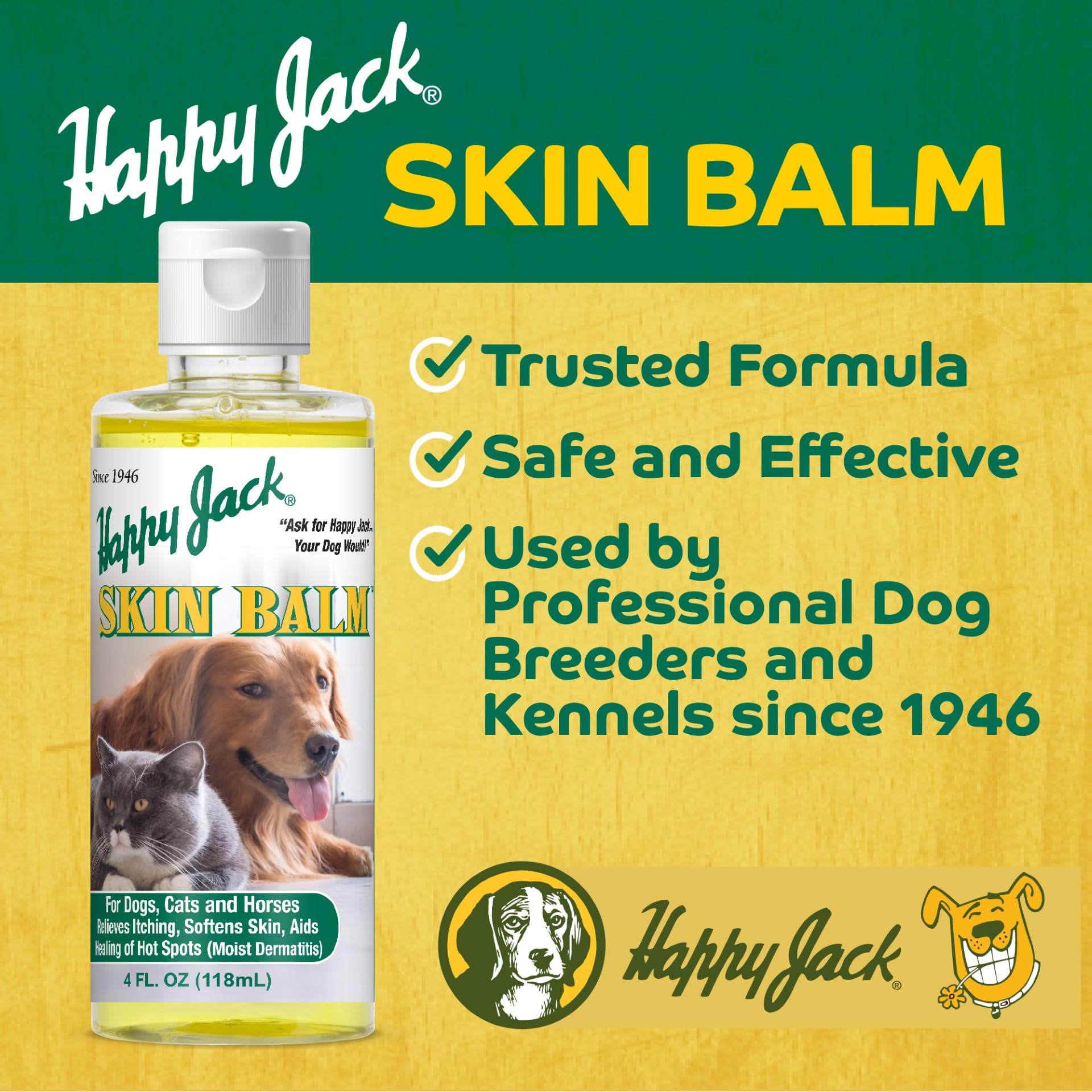 Happy Jack Skin Balm, soulagement des démangeaisons et du grattage.