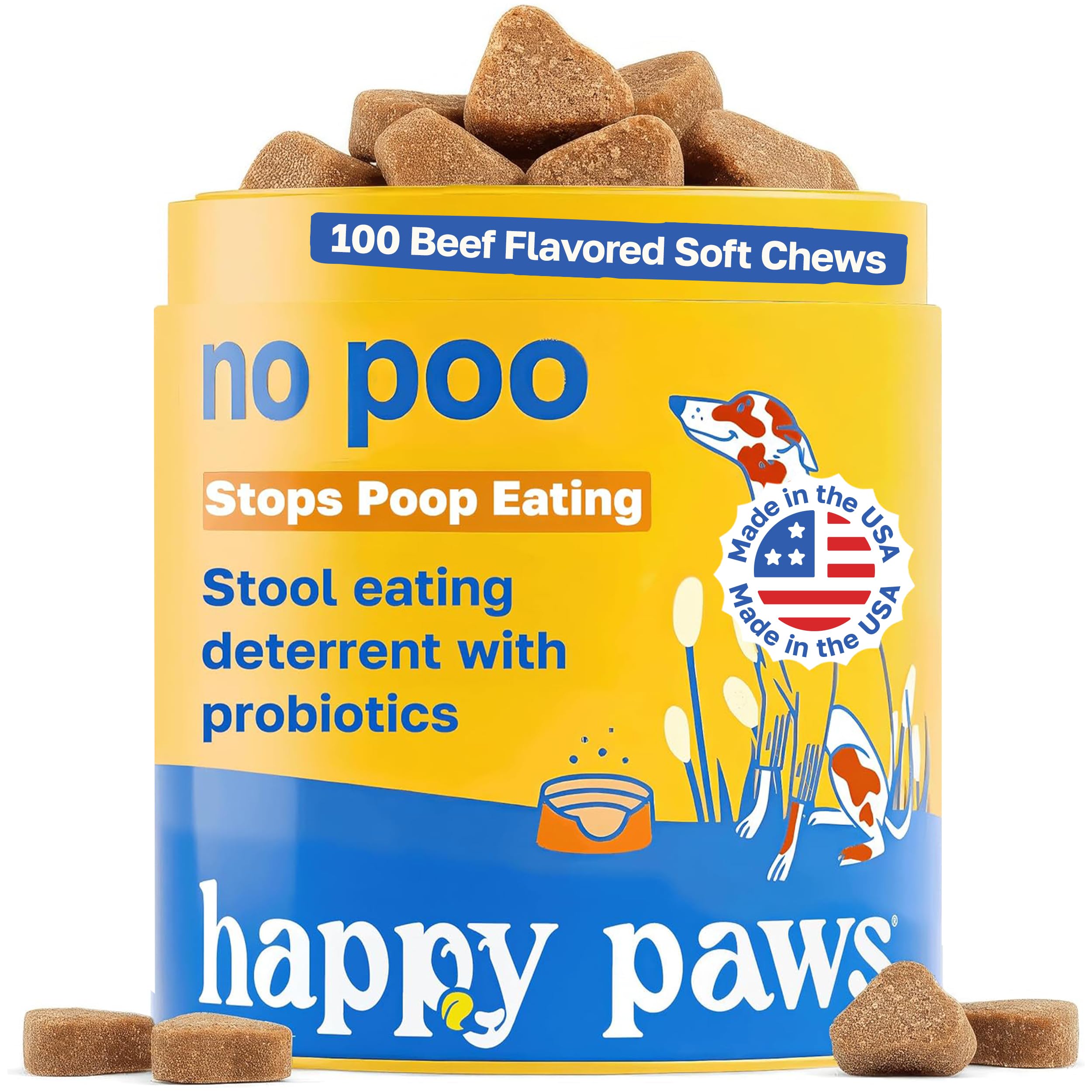 Happy Paws No Poo Chews – équilibre digestif quotidien pour chiens