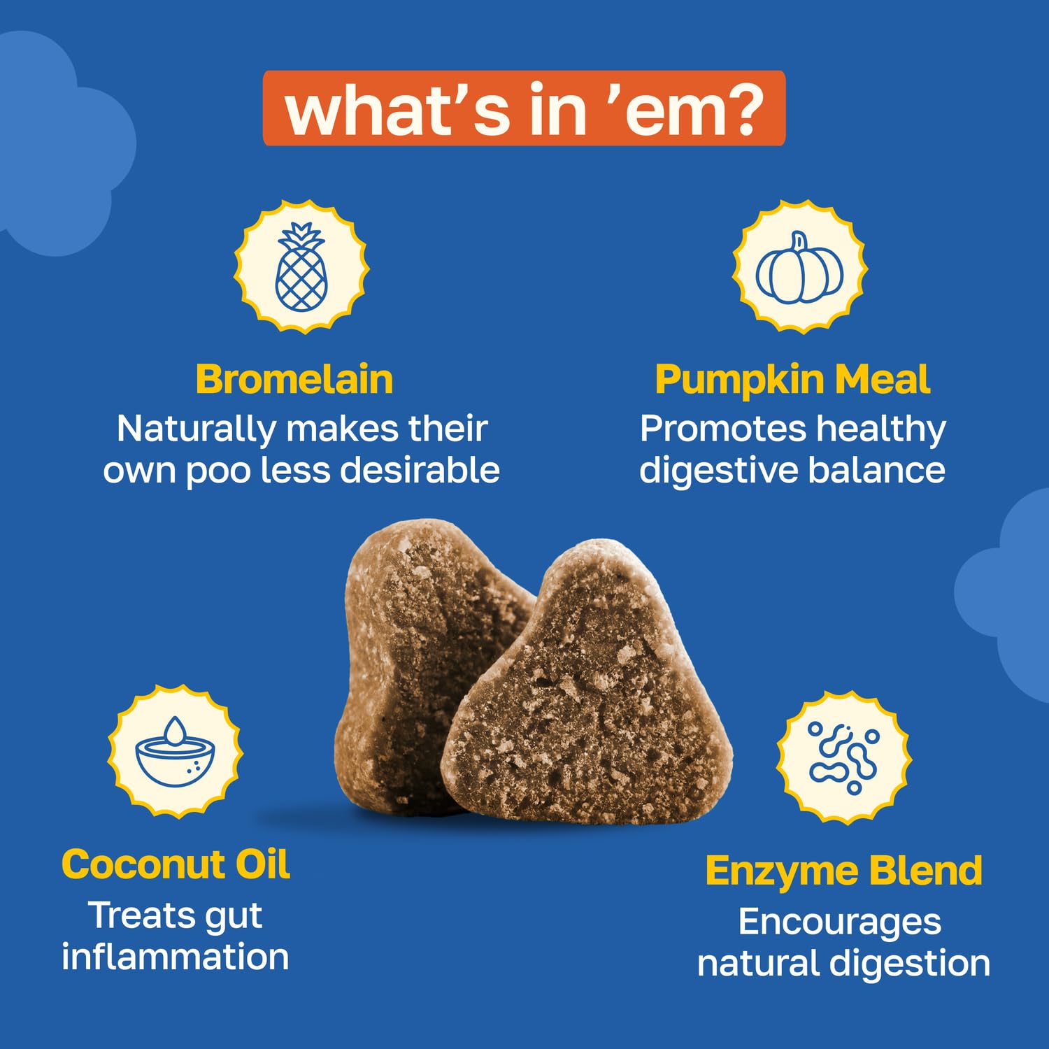 Happy Paws No Poo Chews – probiotiques digestifs pour soutien intestinal