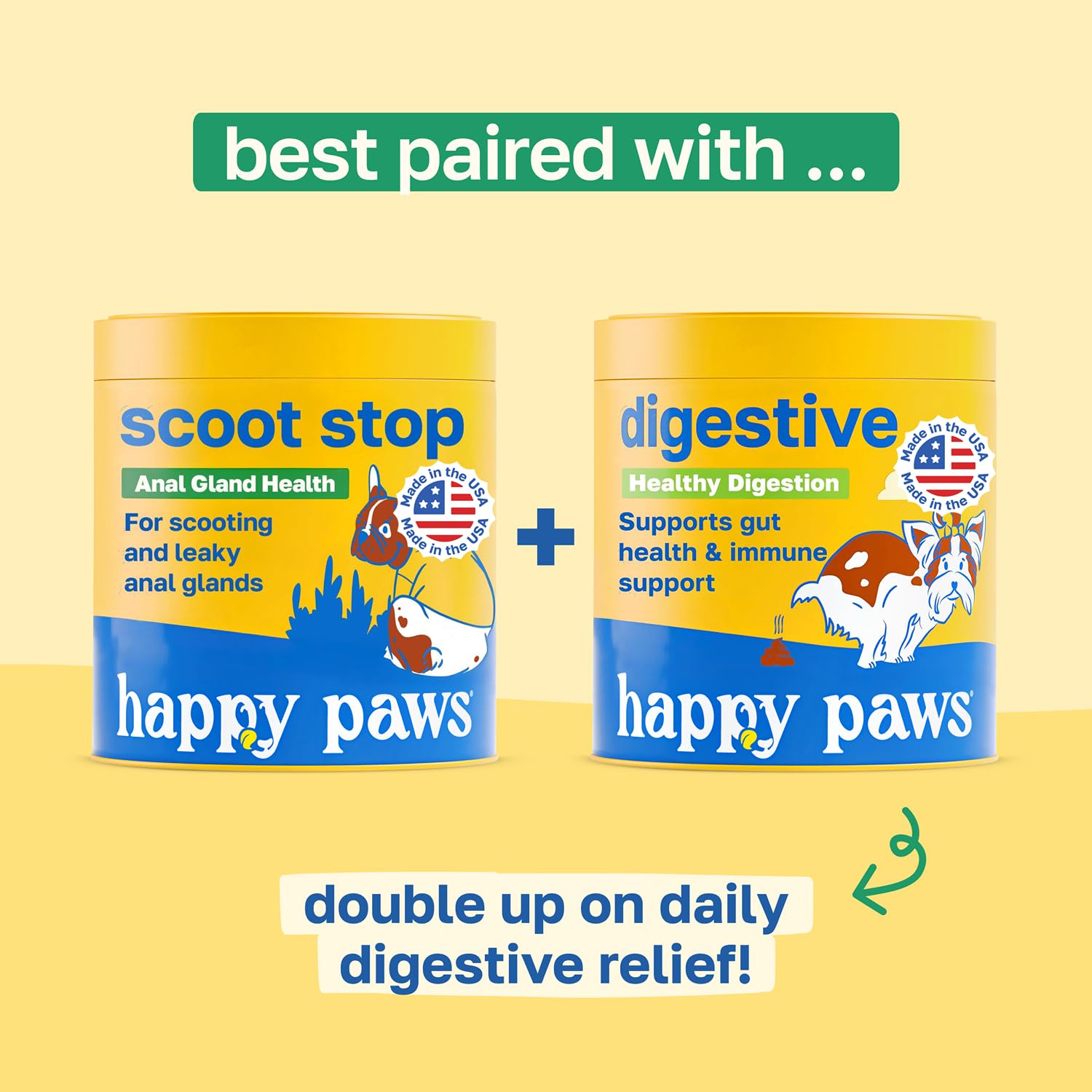 Happy Paws Scoot Stop algues marines, minéraux naturels pour l'équilibre.