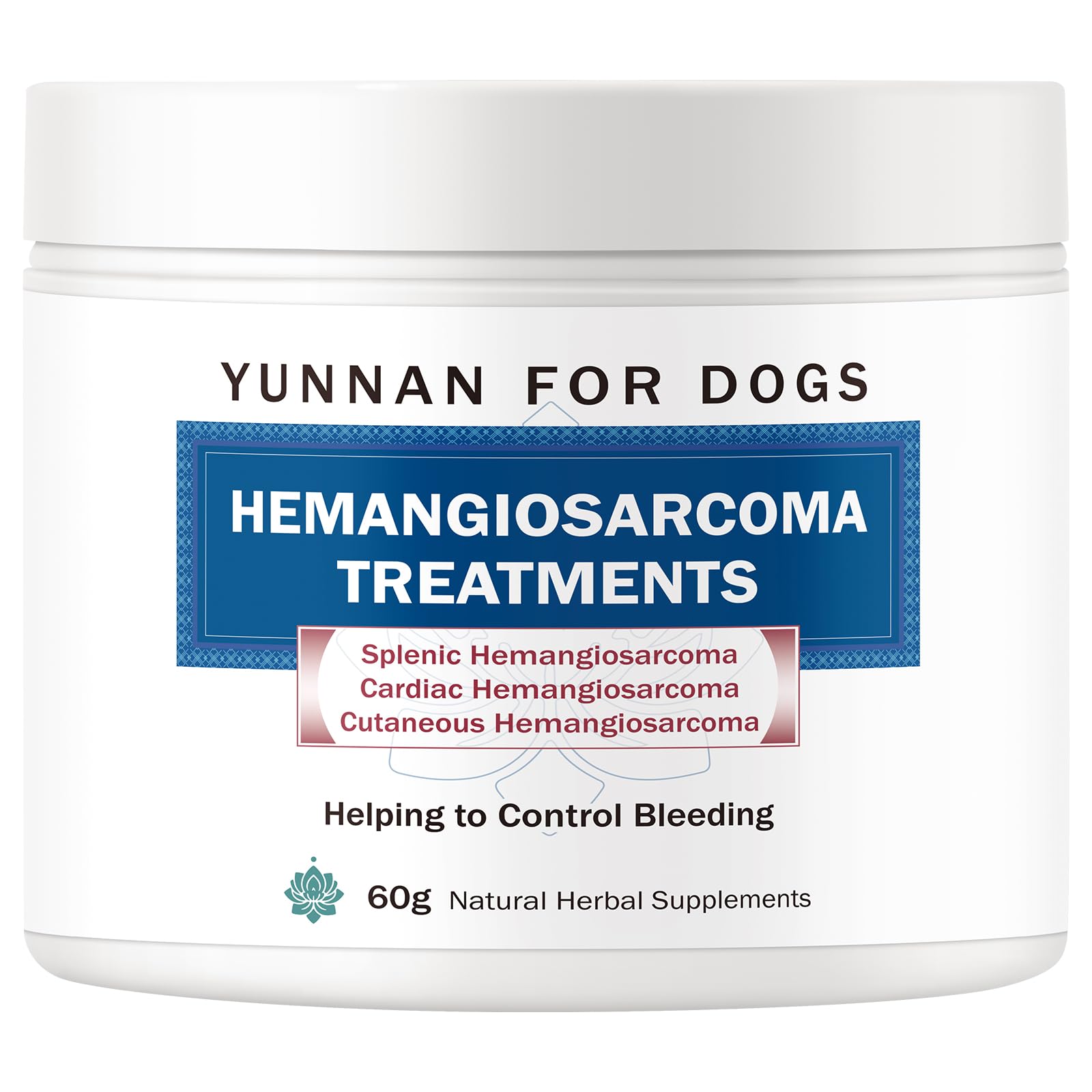 Happy Saffron Plus Blood Support Poudre — emballage, soutien naturel pour saignement canin.