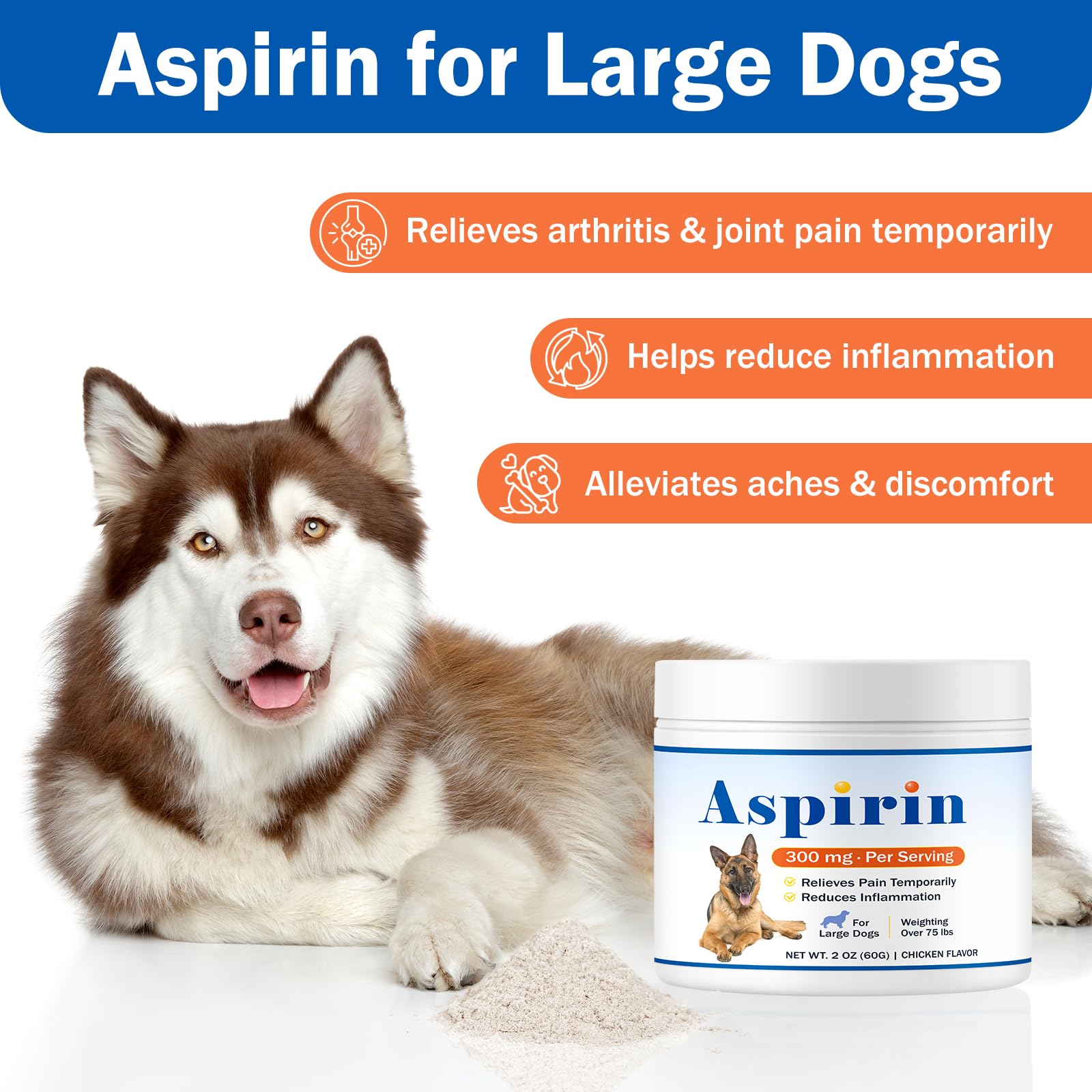 Happy Saffron Plus – poudre goût poulet, grand chien, facile à ajouter à la nourriture.