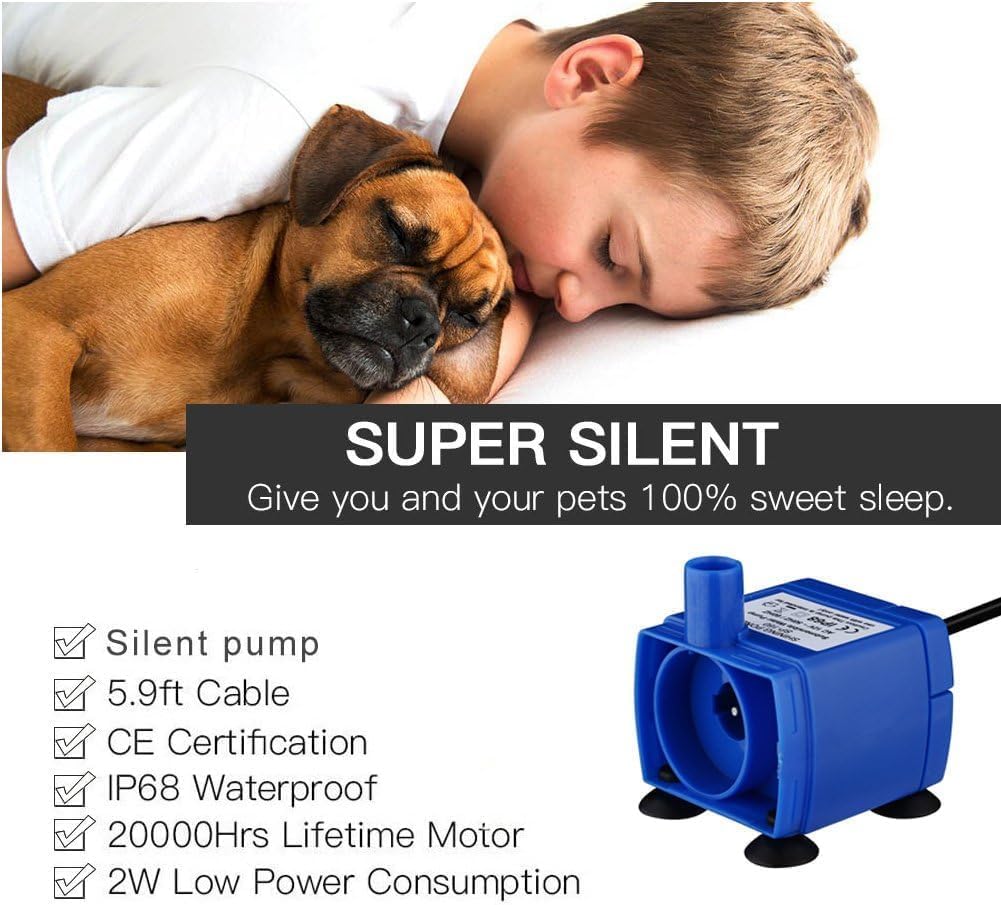 Pompe Happypapa de remplacement pour fontaine chat 2,5 L, usage silencieux.