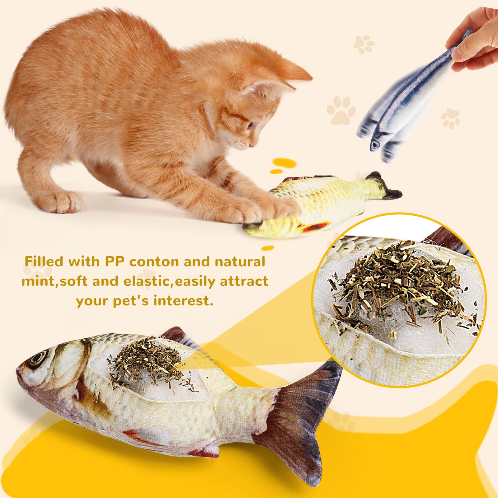 Coffret de 5 poissons peluche HAPY SHOP, diversité pour différents chats.