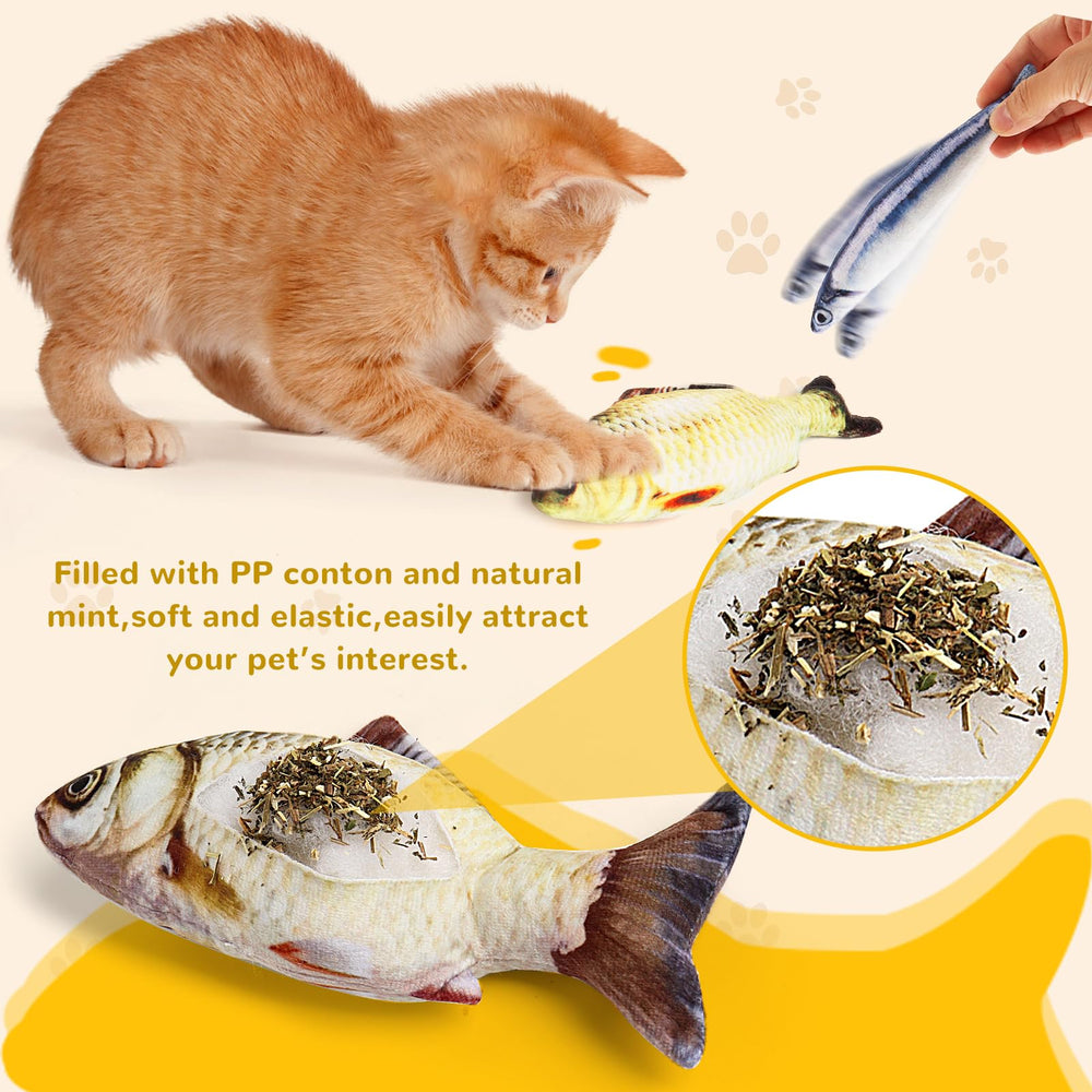 Coffret de 5 poissons peluche HAPY SHOP, diversité pour différents chats.