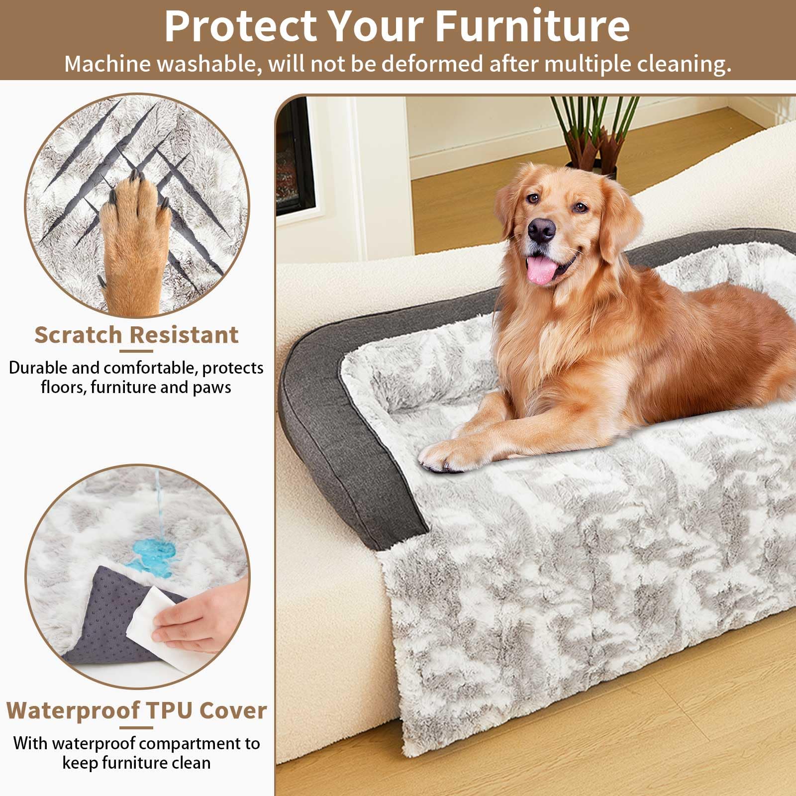 HapyClaw housse douce canape-lit chien gris facilite lavage et entretien