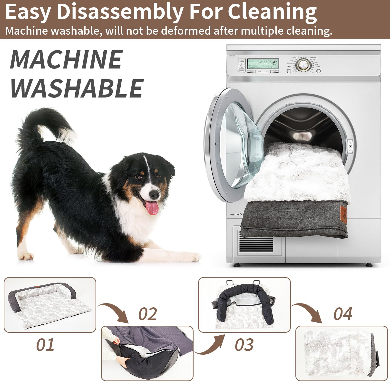 HapyClaw housse lavable canape-lit chien gris simplifie le nettoyage