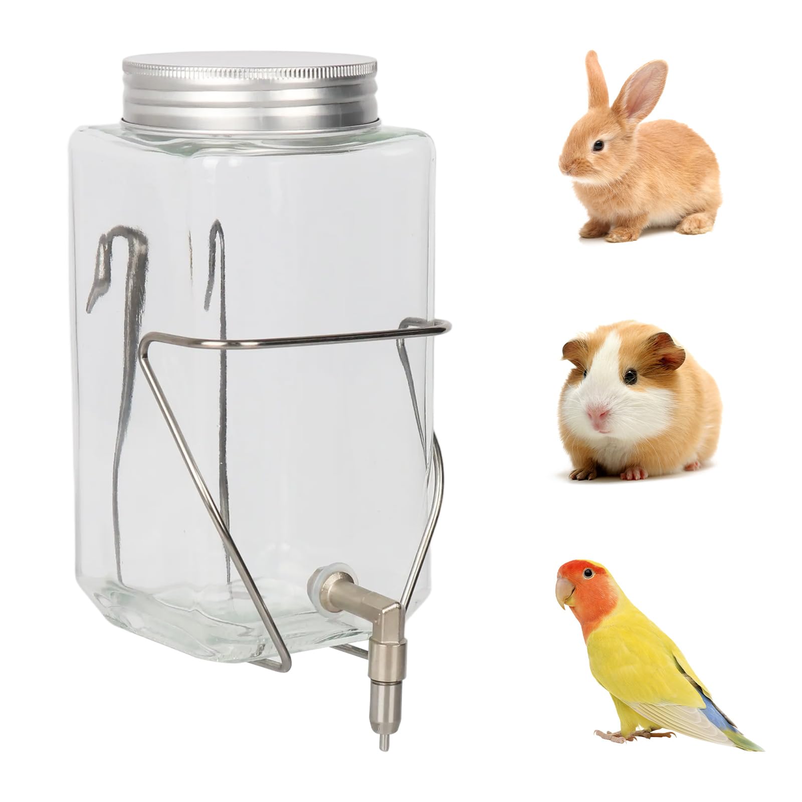 HardcorePet bouteille eau lapin : bocal transparent facilitant le contrôle de l'eau.