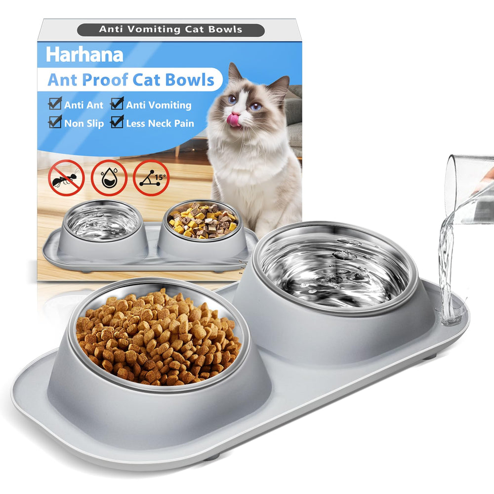 Harhana Ant Away bols chat inox sur pied pour stabilité et double nourriture et eau.
