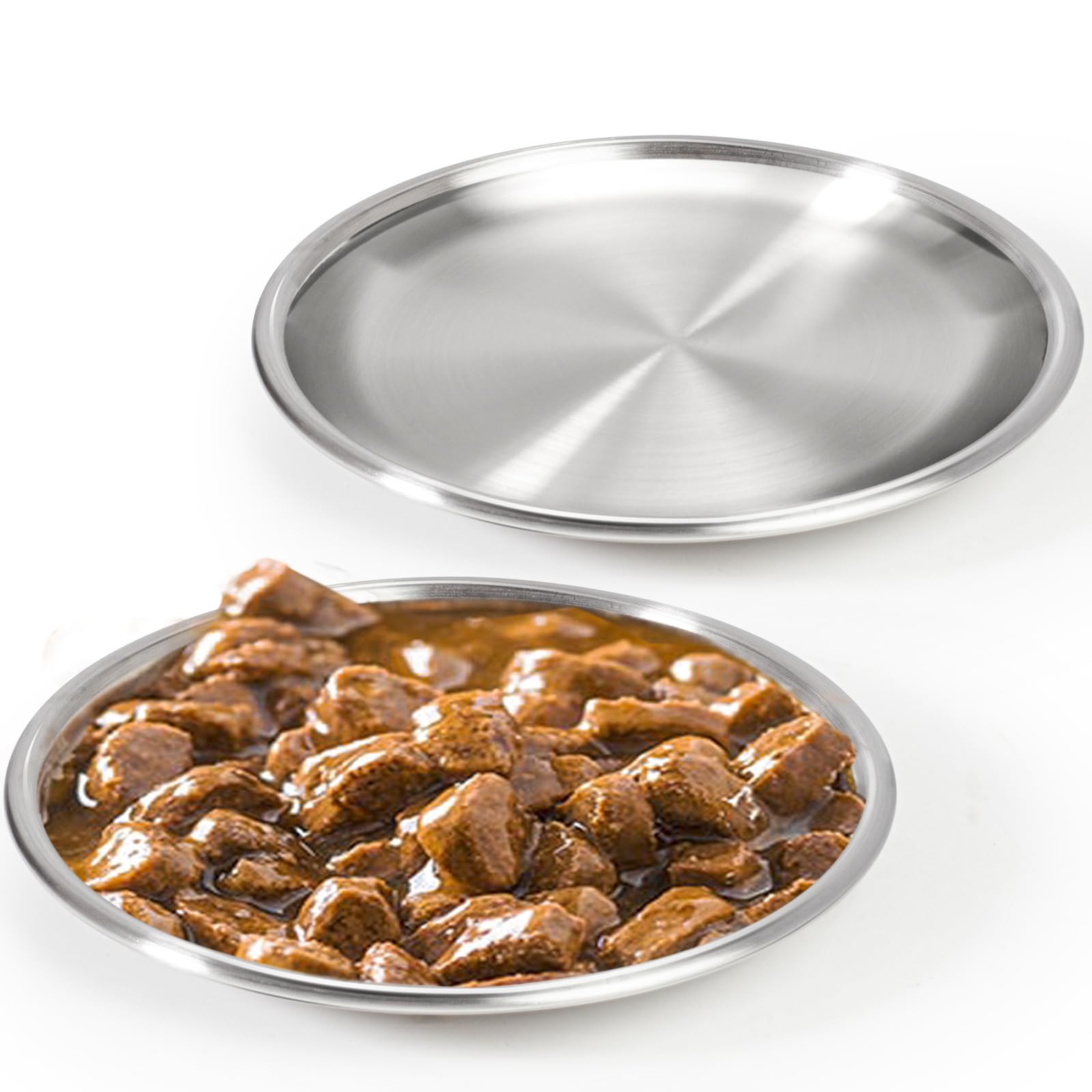 Harhana assiette chaton en inox plat large pour repas confortable.