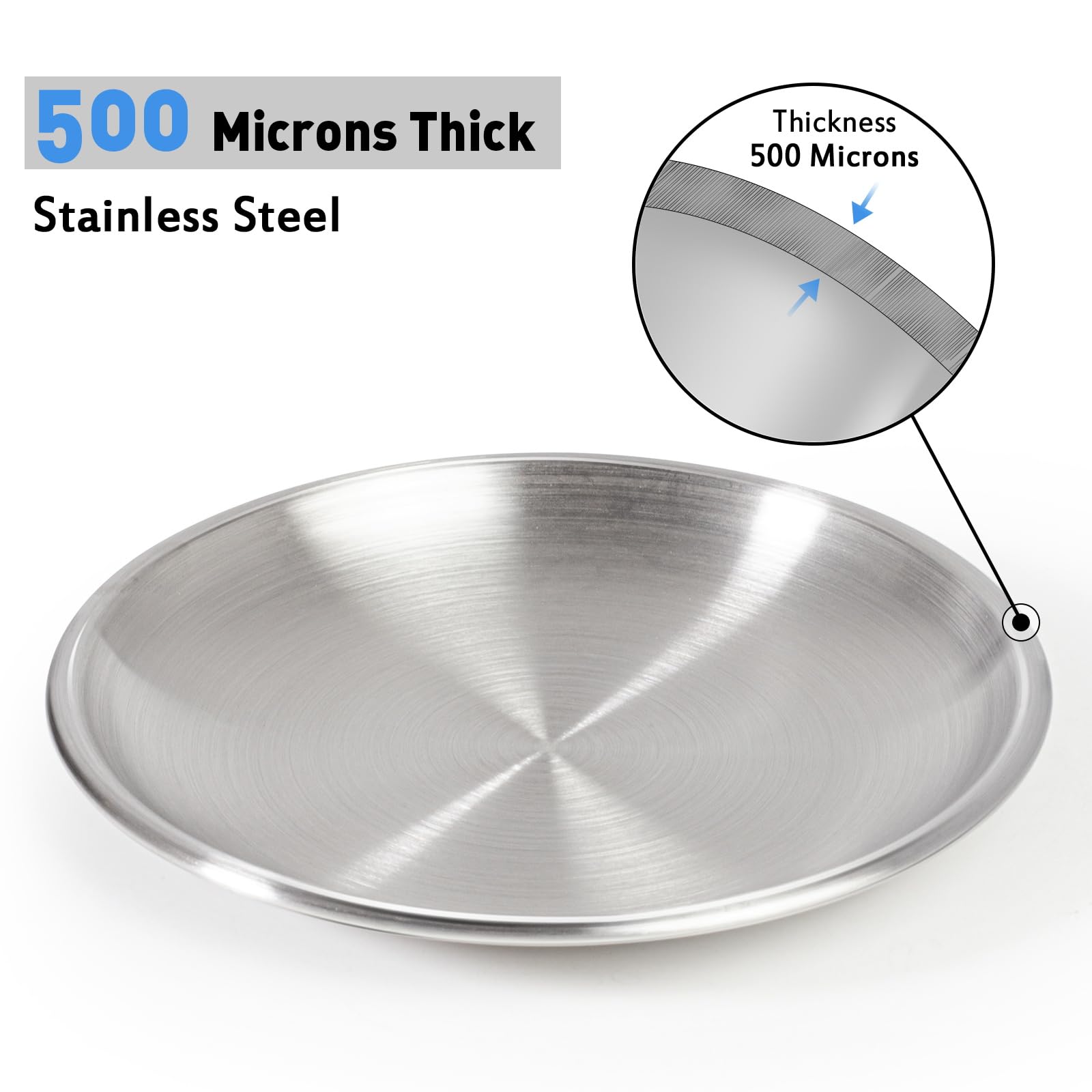 Assiettes Harhana en inox surfaces lisses faciles à nettoyer.