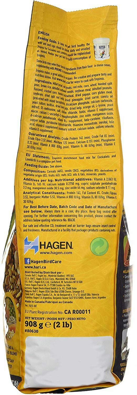 Hari Hagen Tropimix vitamines et acides aminés soutiennent la couleur et la brillance des plumes.
