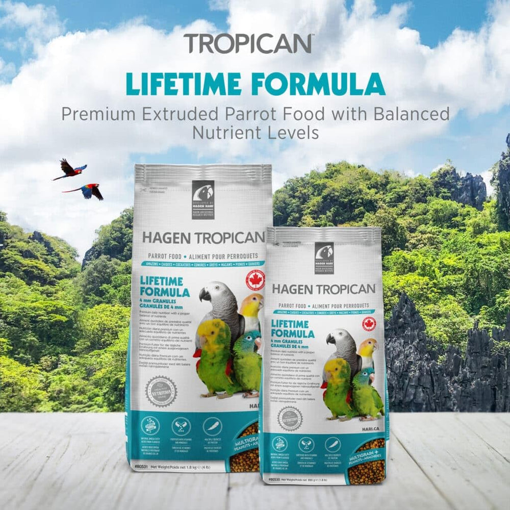 Granules de maintenance HARI Tropican pour perroquets, formulation complète sans additifs.