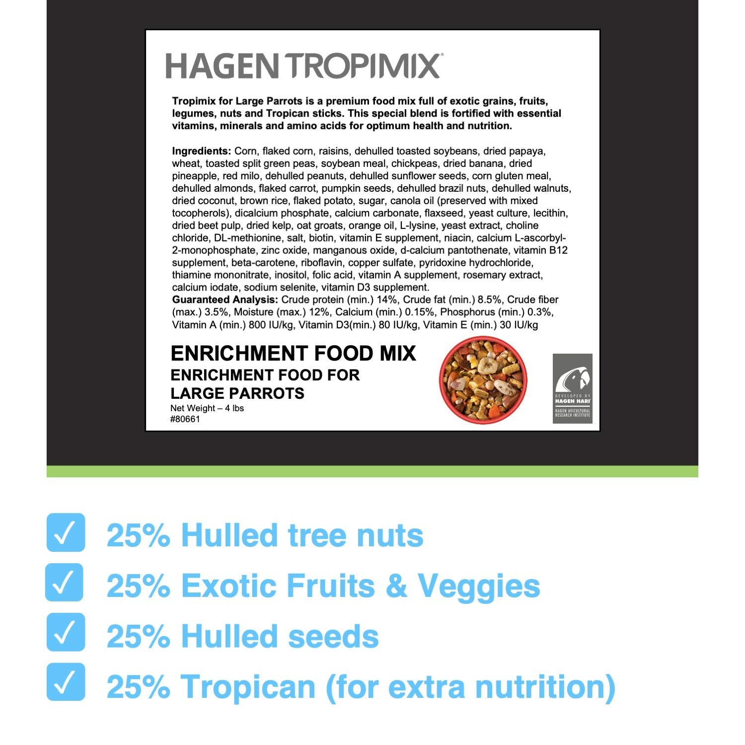 Hari Tropimix bâton Tropican – bâtons extrudés riches en nutriments pour plumes brillantes.
