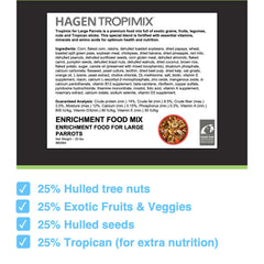 Hari Tropimix Mélange grains-fruits-légumes pour grands perroquets, variété nutritionnelle.