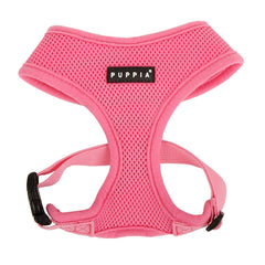 Harnais Puppia doux rose, aperçu avant, confort doux pour les promenade quotidiennes.