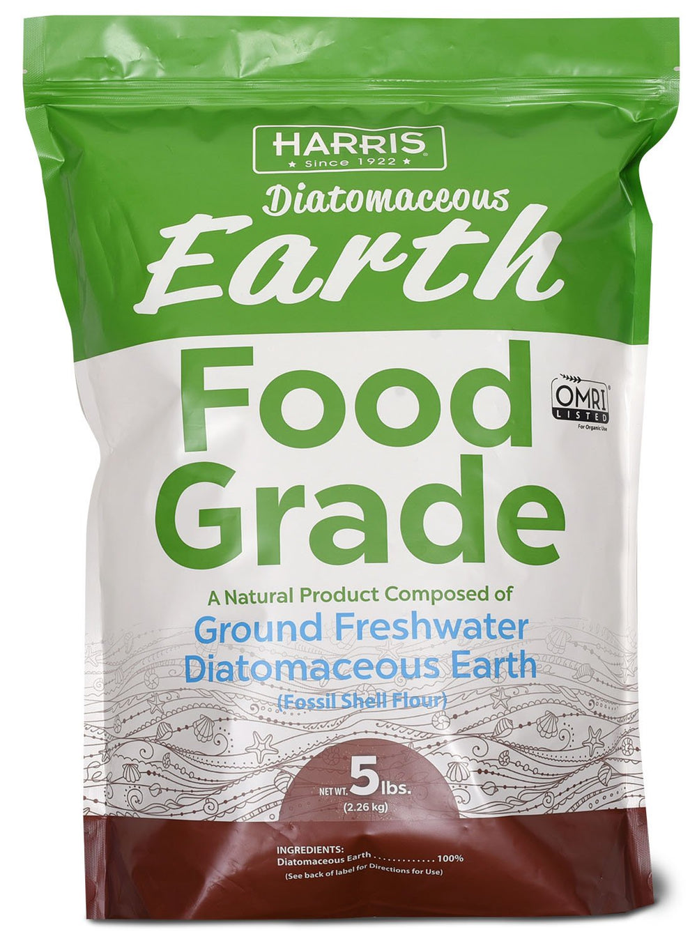 Harris Terre Diatomée Alimentaire 5lb — emballage visible, usage sûr autour des enfants et des animaux.