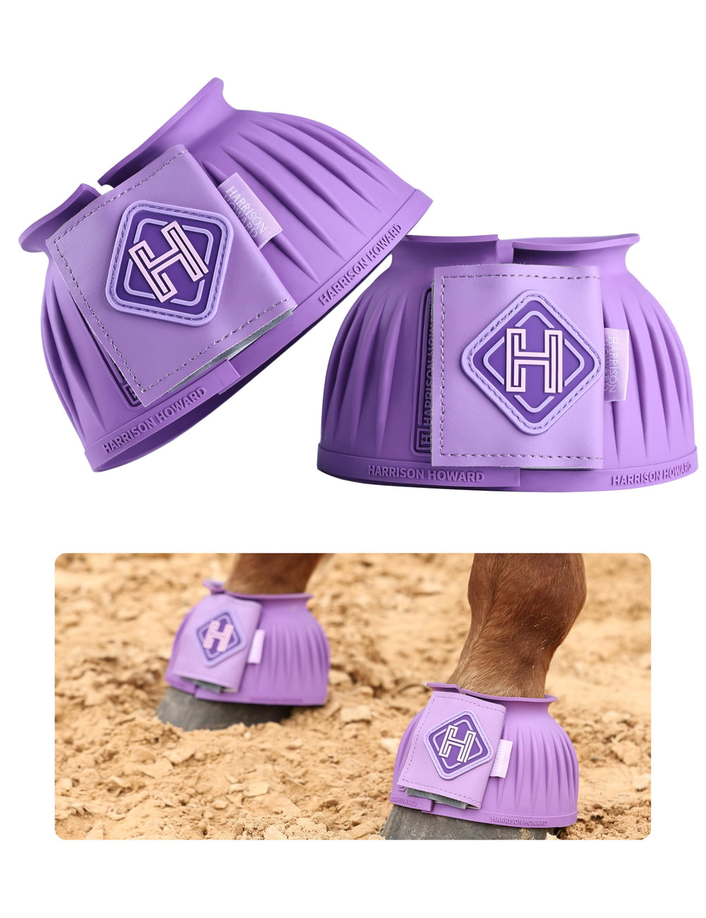 Bottes Bell Harrison Howard en caoutchouc, vue avant, protection fiable du sabot lors des séances.
