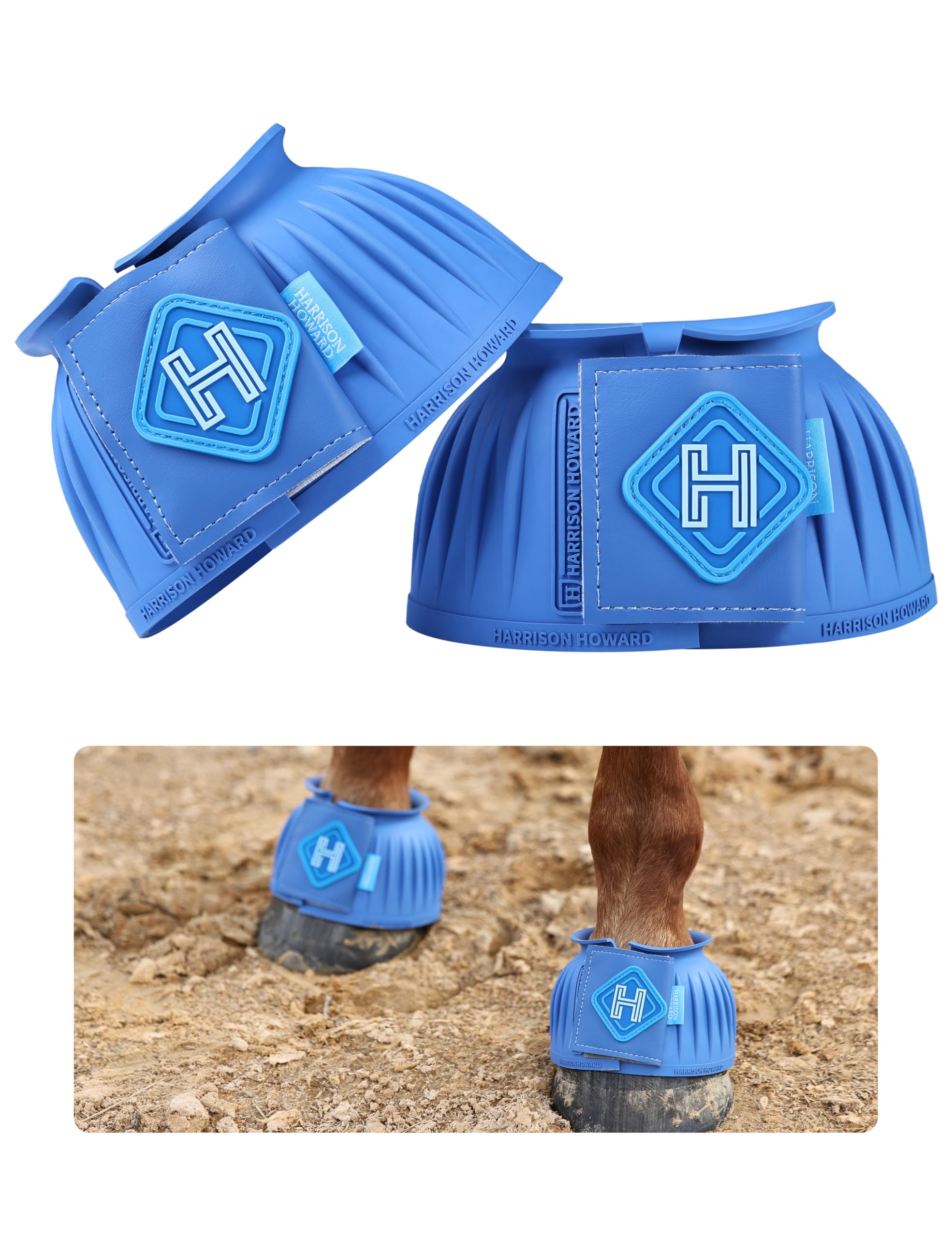 Harrison Howard Bottes Bell en caoutchouc bleu cobalt protègent les sabots.
