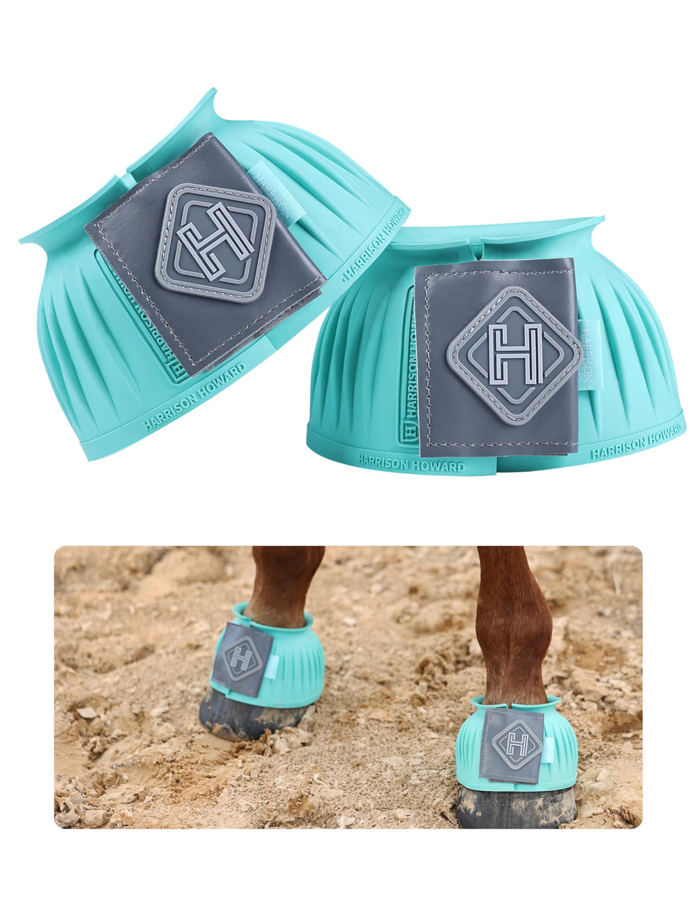 Bottes Harrison Howard en caoutchouc turquoise, protection 360° du sabot.