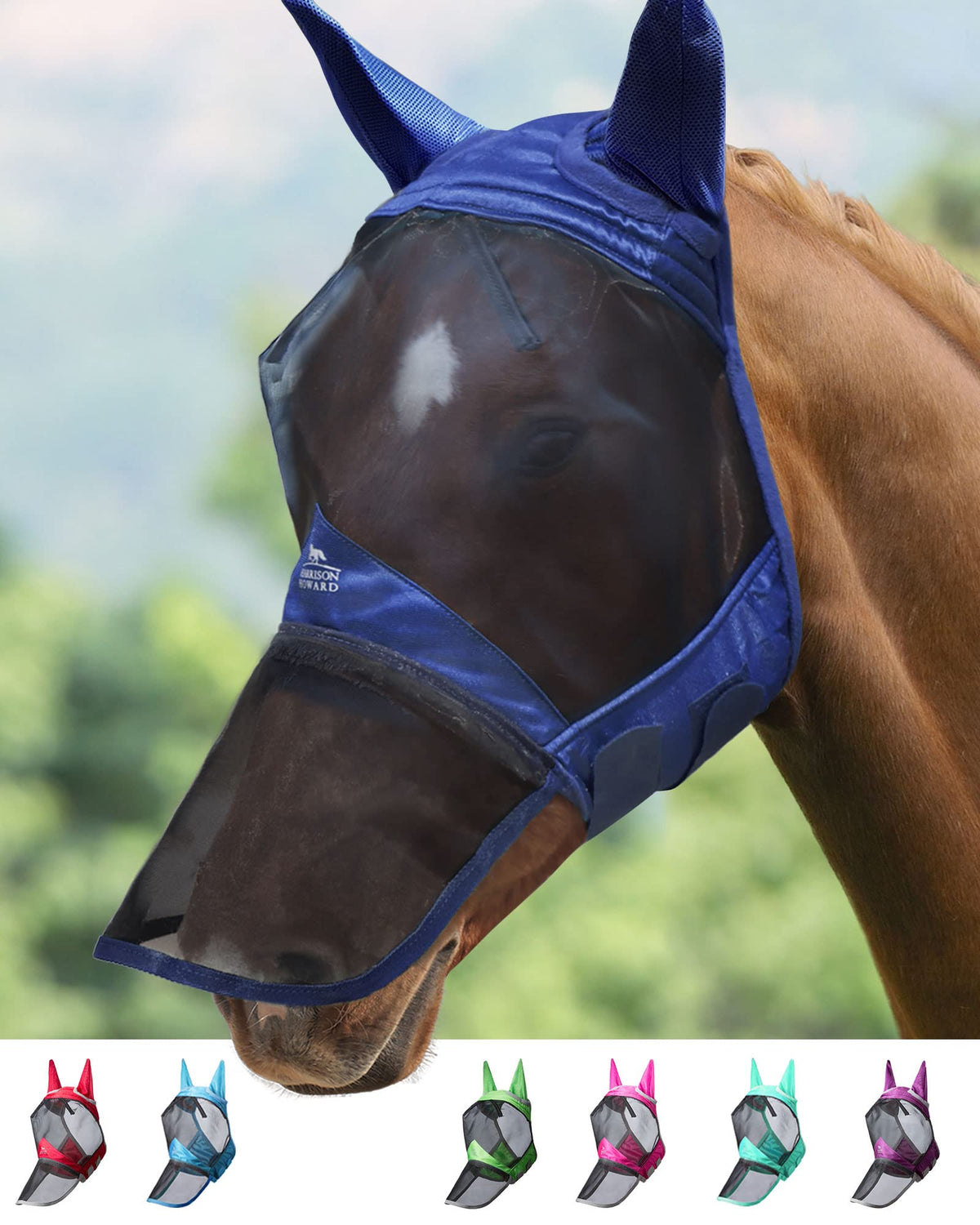 Harrison Howard CareMaster Pro masque cheval UV, protection solaire respirante.