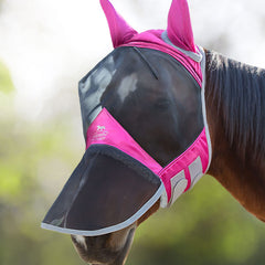 CareMaster Pro masque anti-mouches pour cheval, face avant, protection UV et confort visuel.