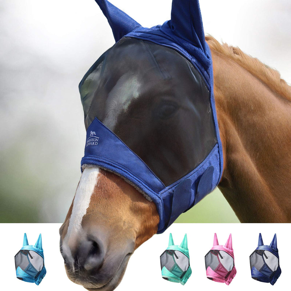 Masque antimouches Harrison Howard CareMaster Pro pour cheval, champ de vision et protection UV.