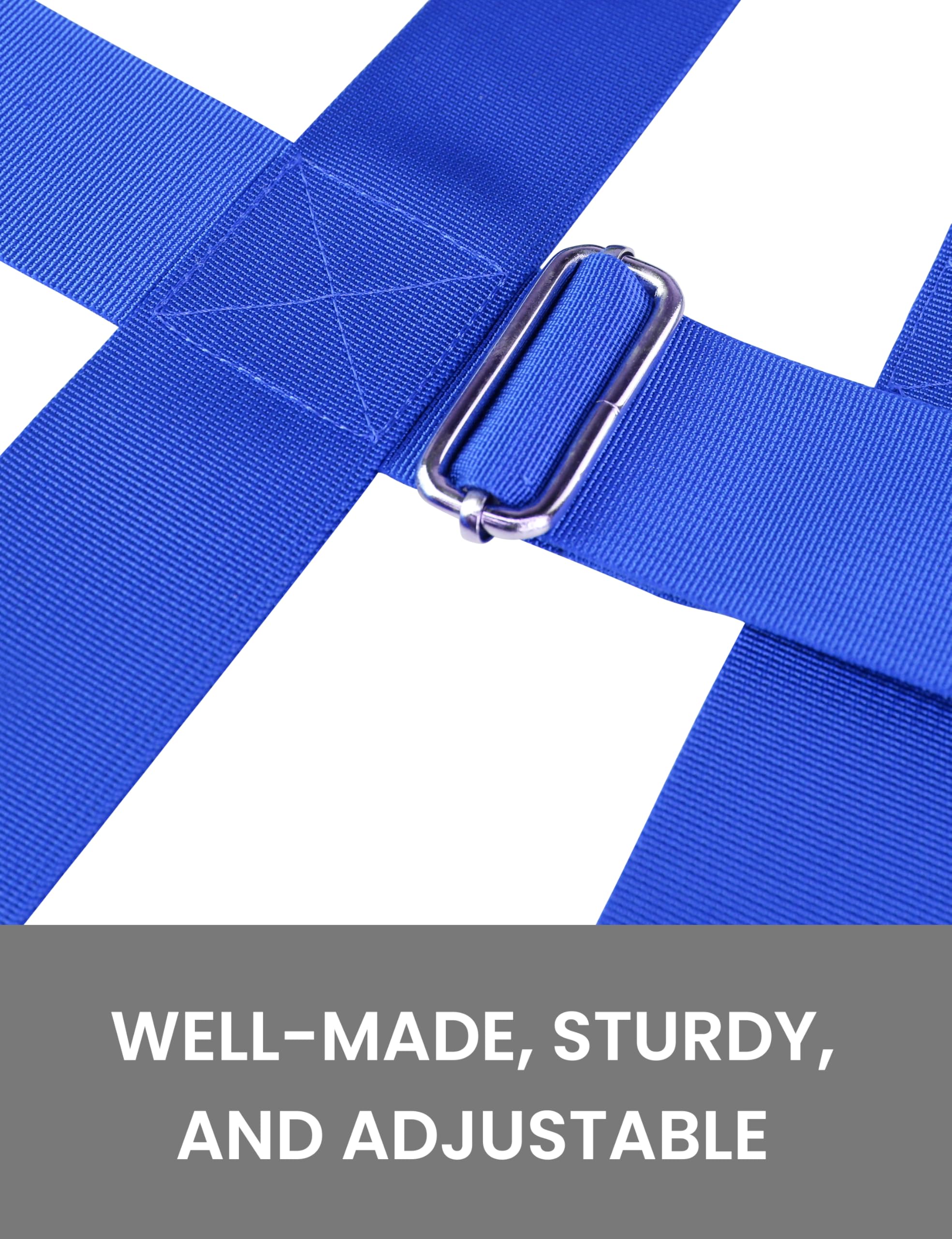 Détail du webbing poly bleu Harrison Howard, durable et résistant.