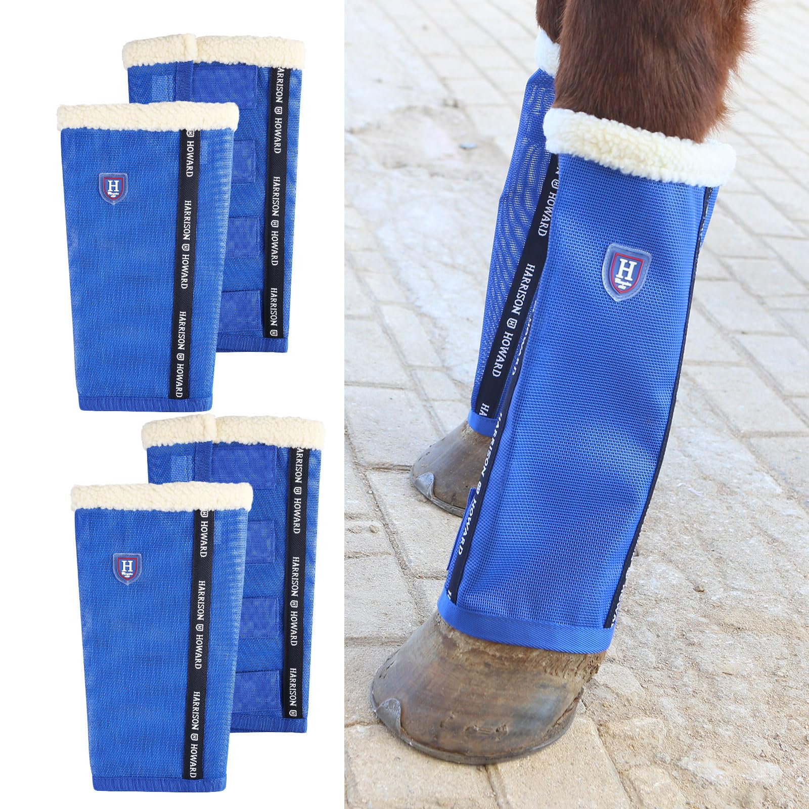 Harrison Howard ensemble de 4 bottes bleu signature, prêt à équiper la pâture.