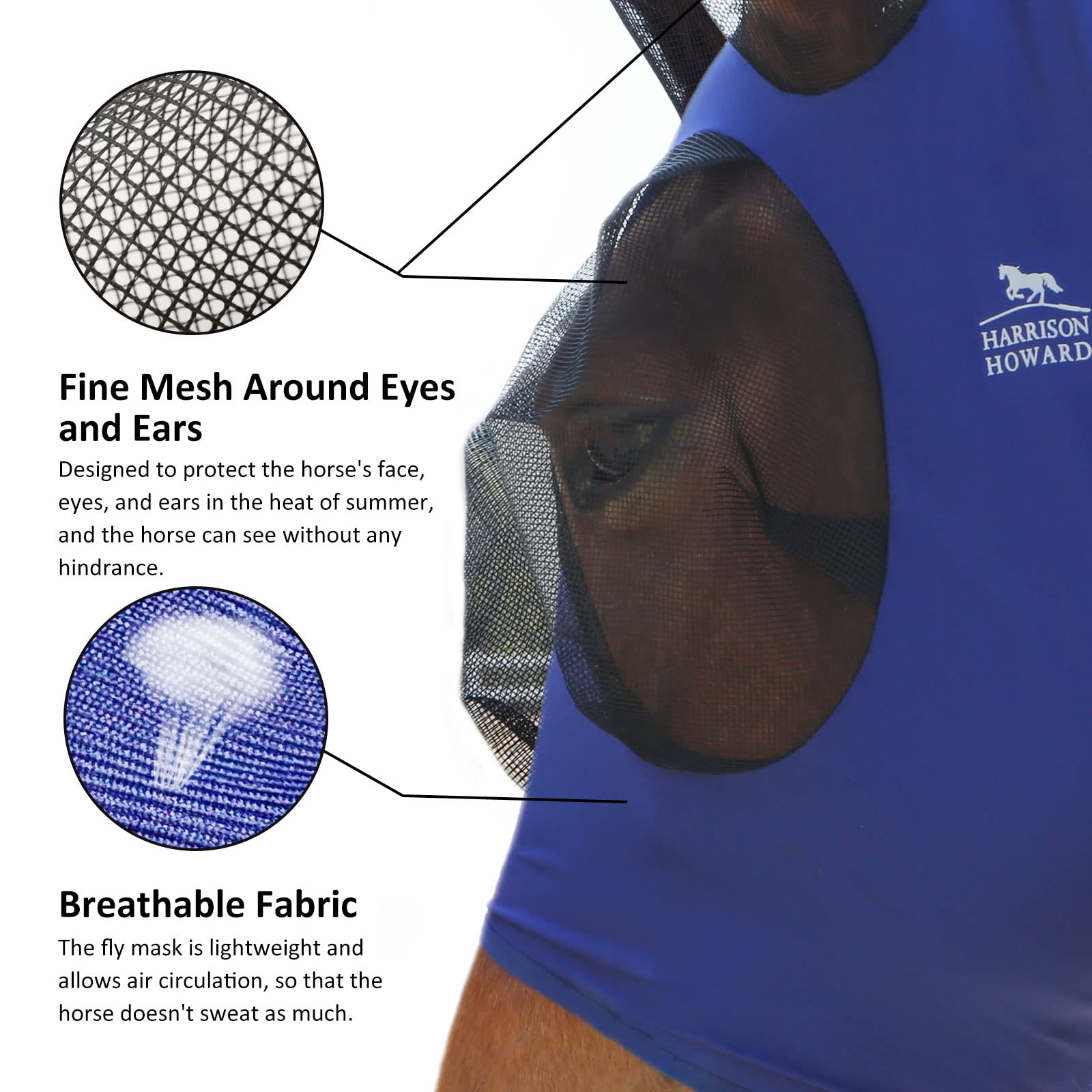 Masque Harrison Howard anti-mouche avec protection UV pour le visage du cheval