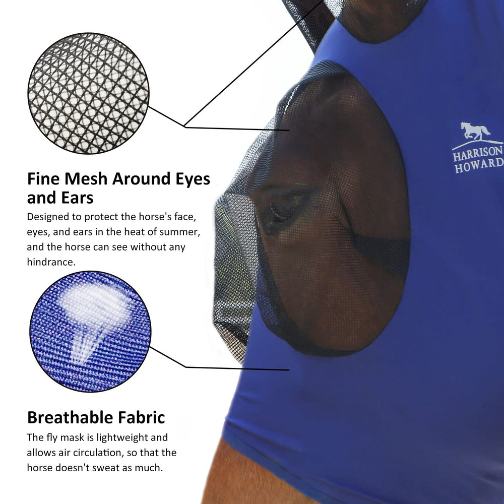 Masque Harrison Howard anti-mouche avec protection UV pour le visage du cheval