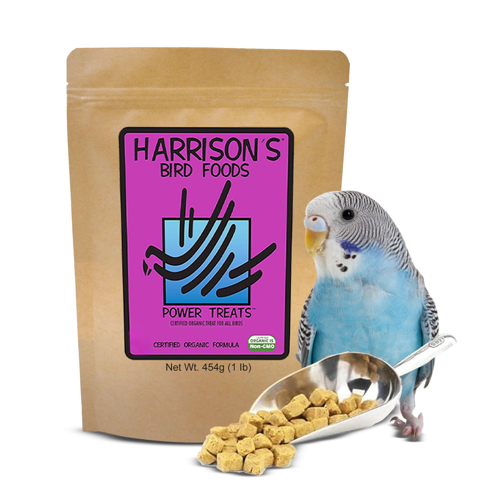 Harrison's Power Treats – consommation modérée et conservation recommandée après ouverture.
