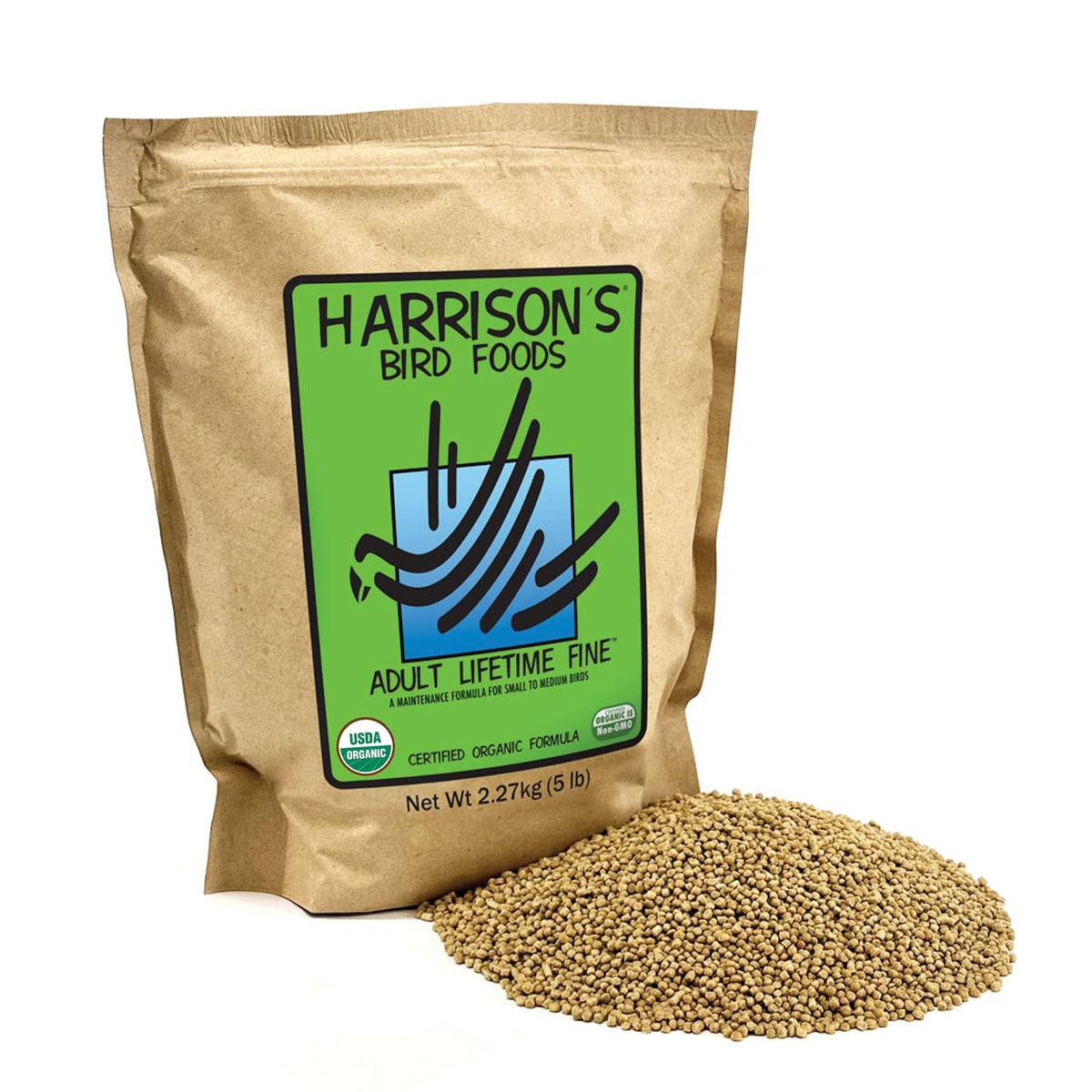 Harrison's Adult Lifetime Fine en sac 5 lb, alimentation équilibrée pour oiseaux adultes