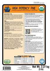 Harrison's Bird Foods affiche des ingrédients biologiques visibles sur l'emballage.