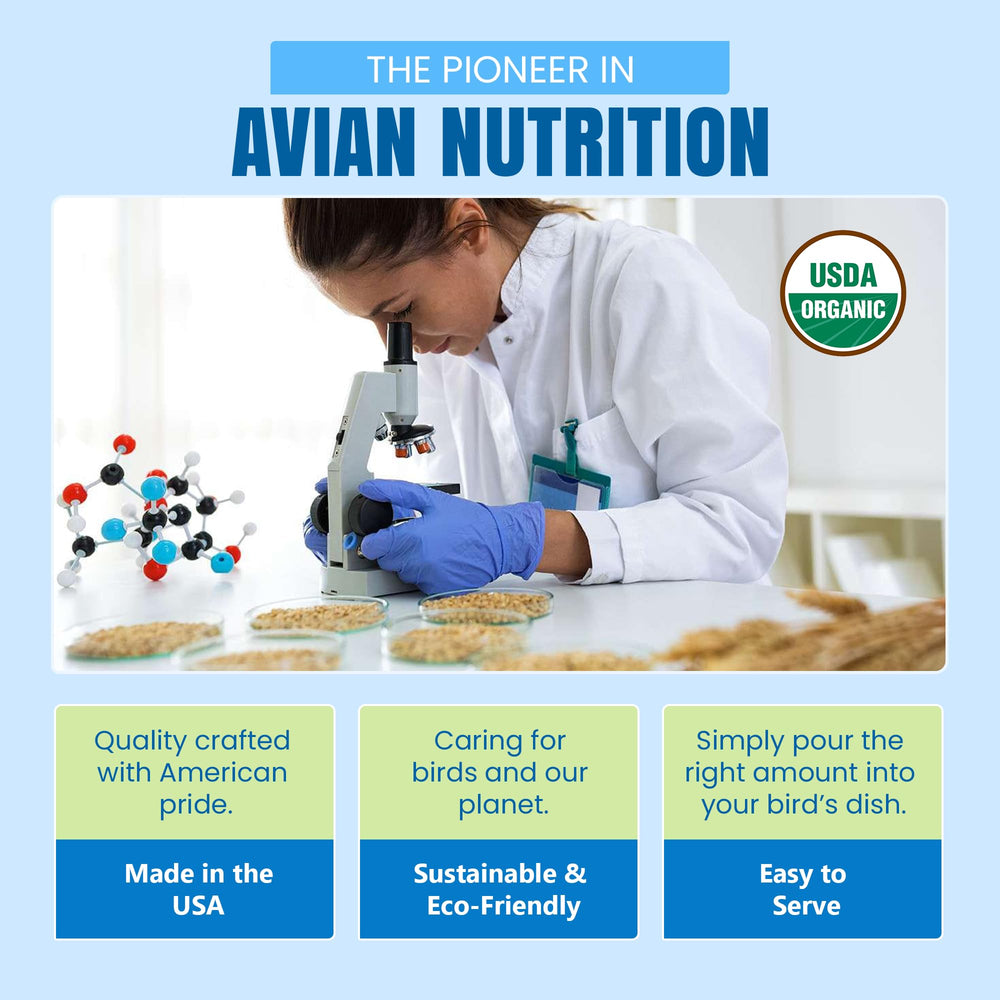 Granulés Harrison's sans alfalfa pour une alimentation sans matière indésirable.