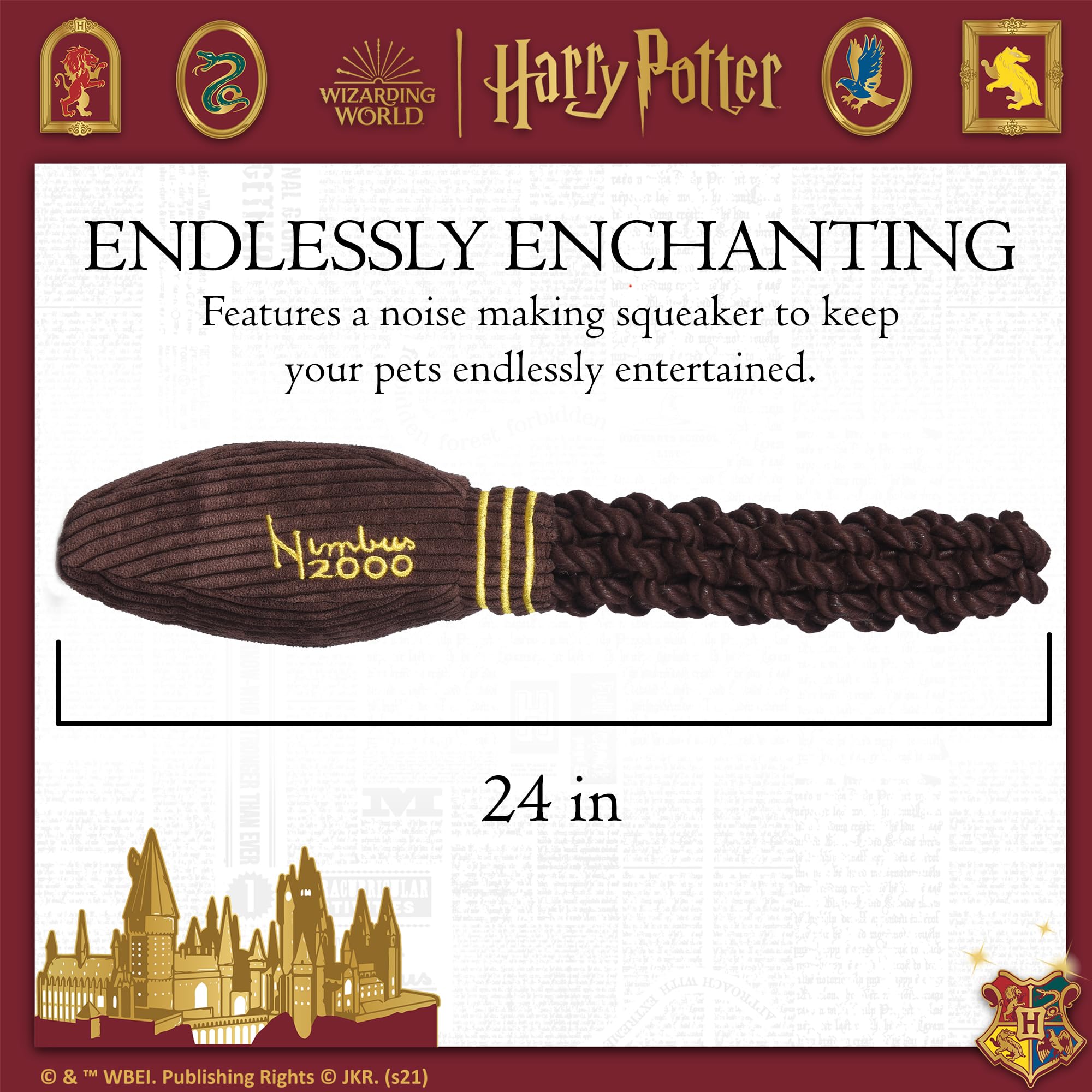 Harry Potter Nimbus 2000 – design licencié, décorations brodées résistantes et authentiques.