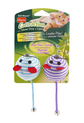 Hartz Cattraction: deux souris en sisal avec cloche pour stimulation ludique.