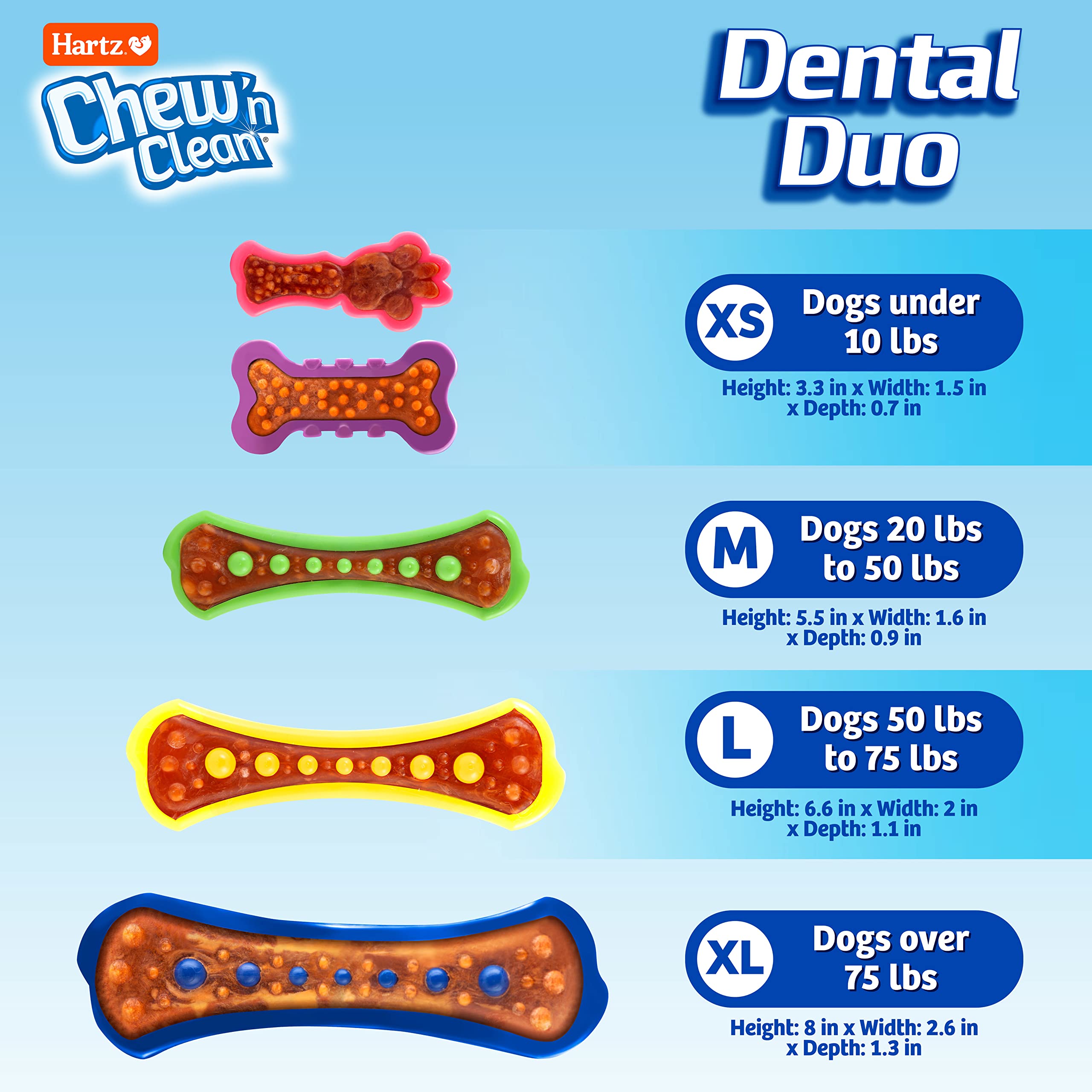 Hartz Chew 'n Clean Duo - coque nylon durable pour mâcheurs exigeants