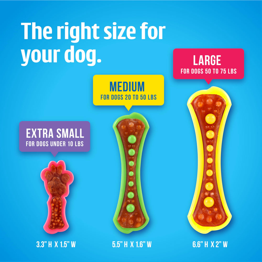 Hartz Chew 'n Clean Duo : combinaison jouet et friandise pour stimulation.
