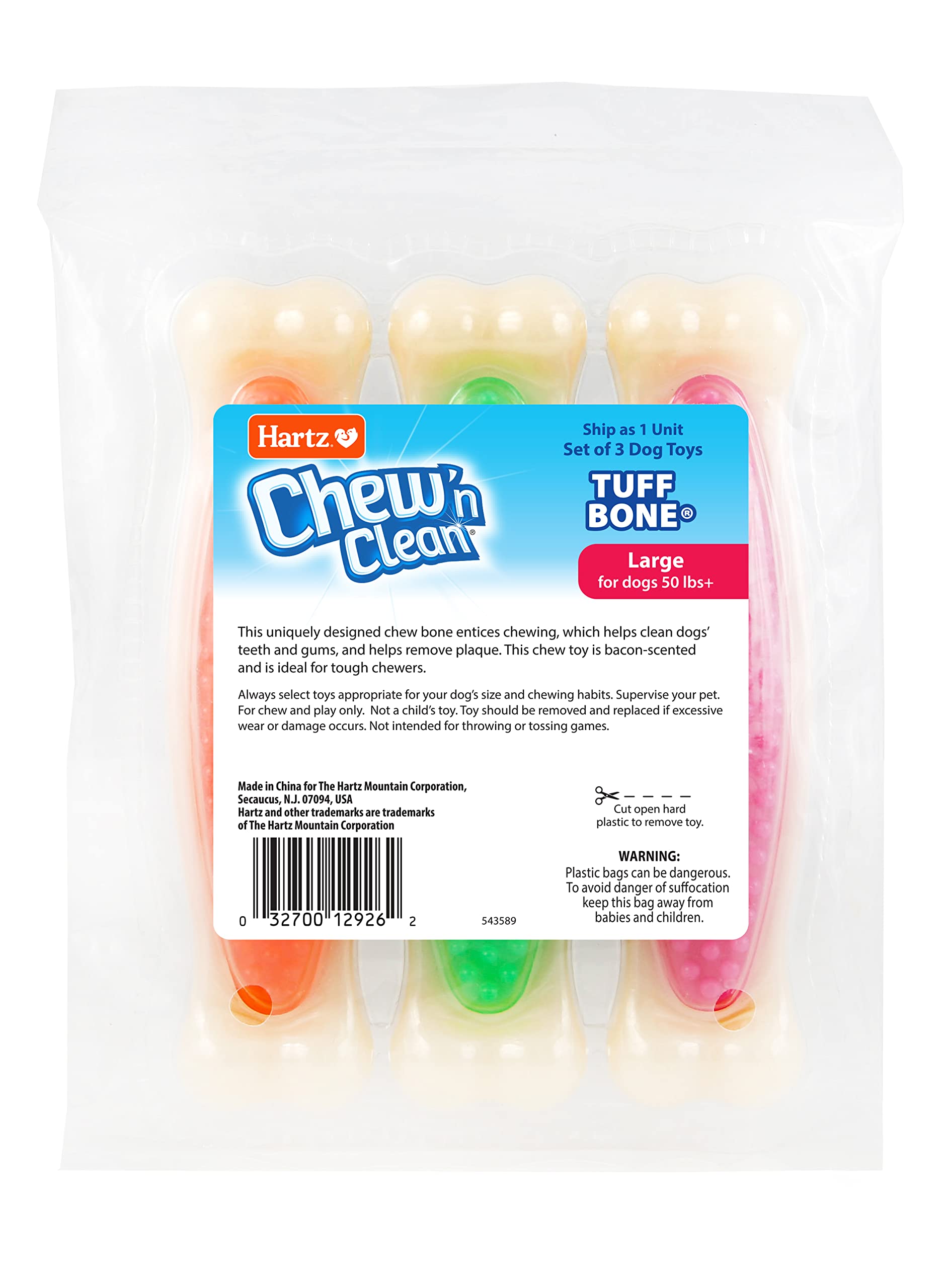 Hartz Chew ’n Clean Tuff Bone – surveillance recommandée lors du jeu et du mâchage.