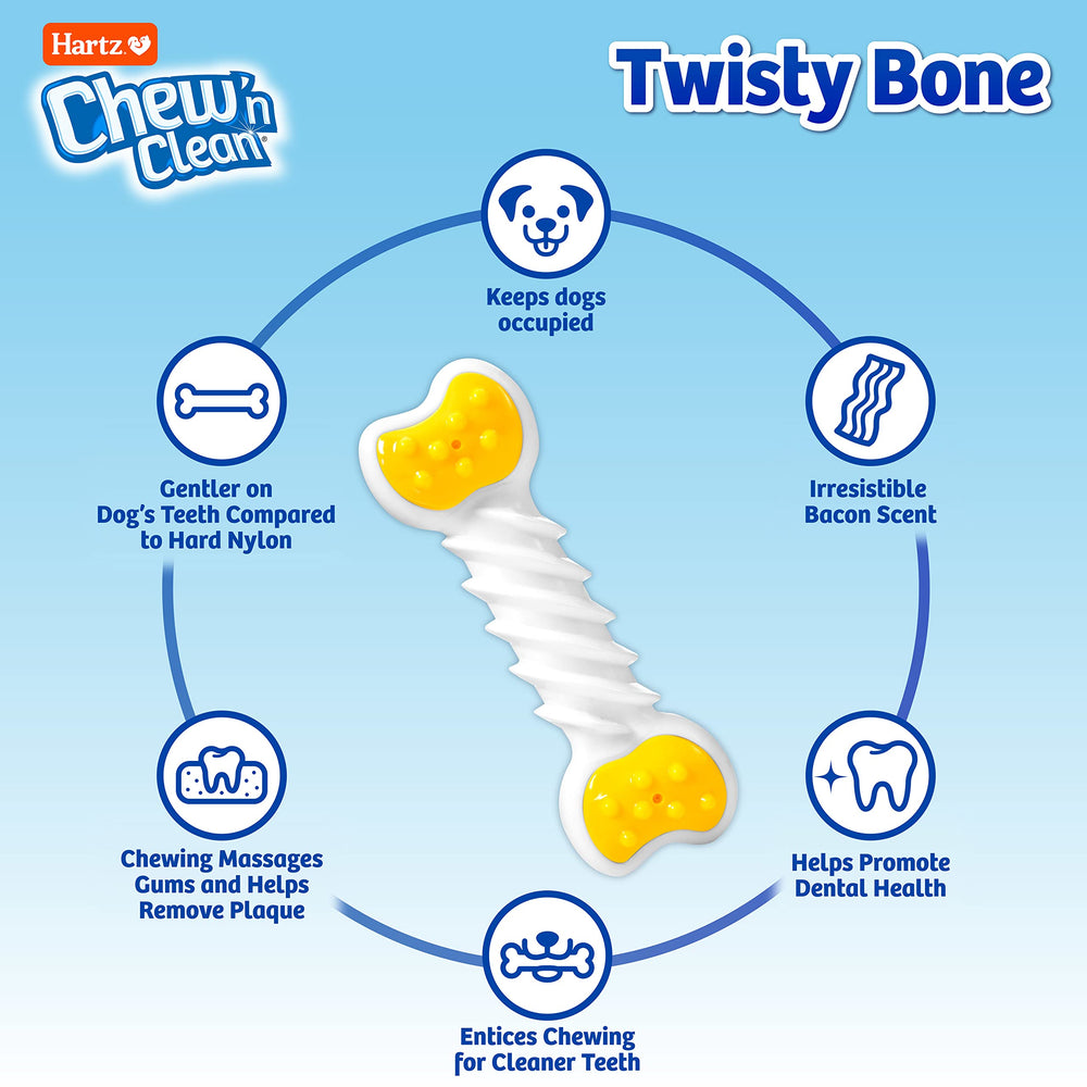 Twisty Bone Hartz avec extrémités texturées pour masser les gencives.
