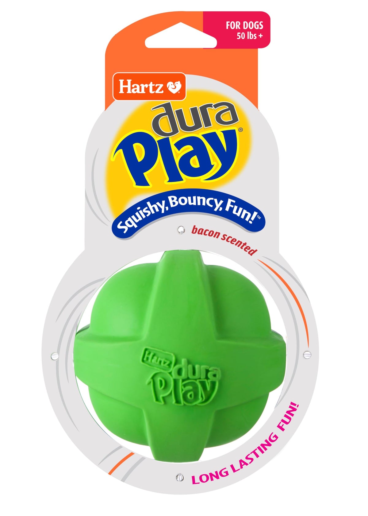 Hartz DuraPlay balle bacon grande, parfaite pour chiens actifs.