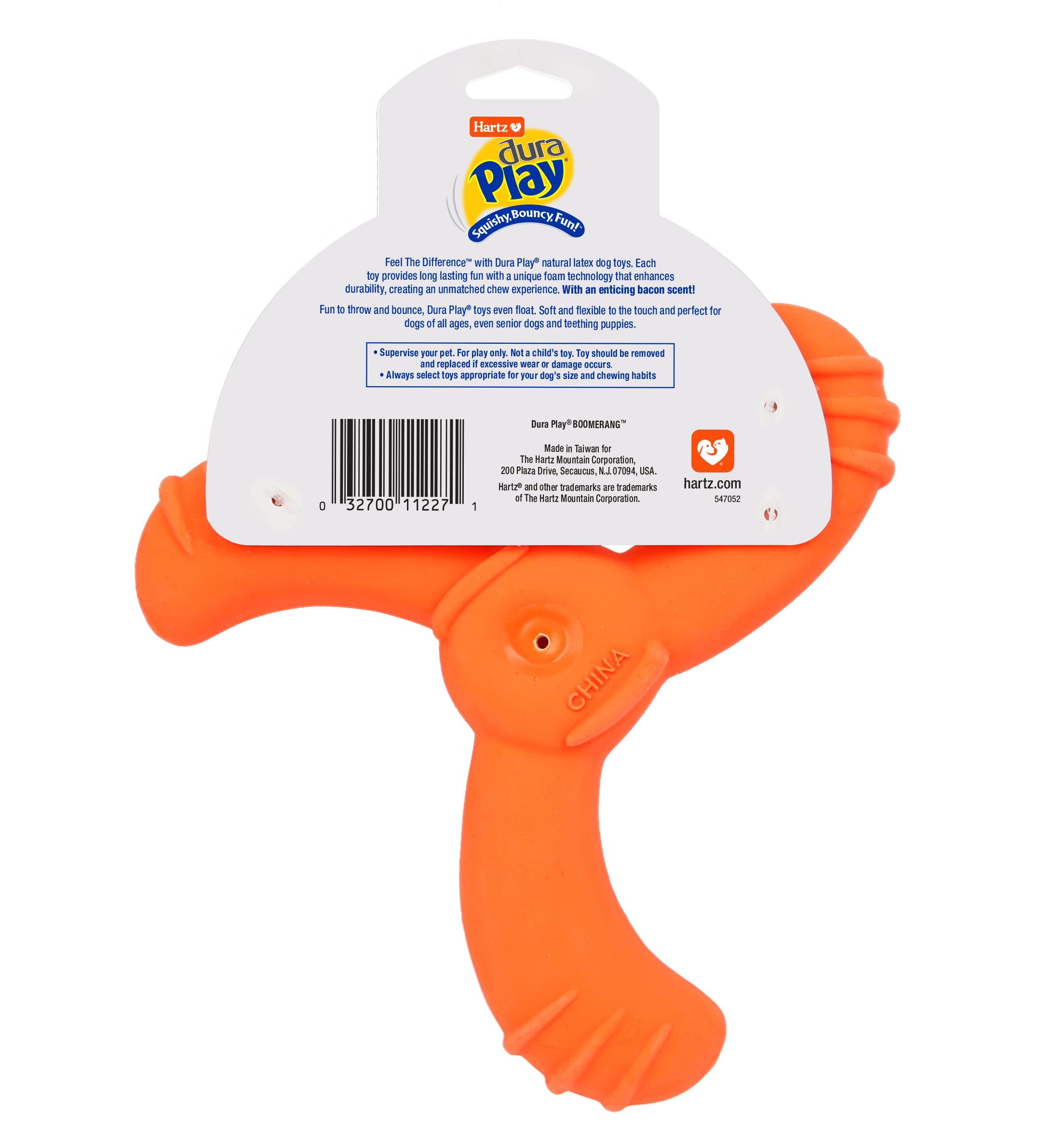Jouet Hartz Duraplay odeur bacon, idéal pour chiots et chiens âgés en dentition.